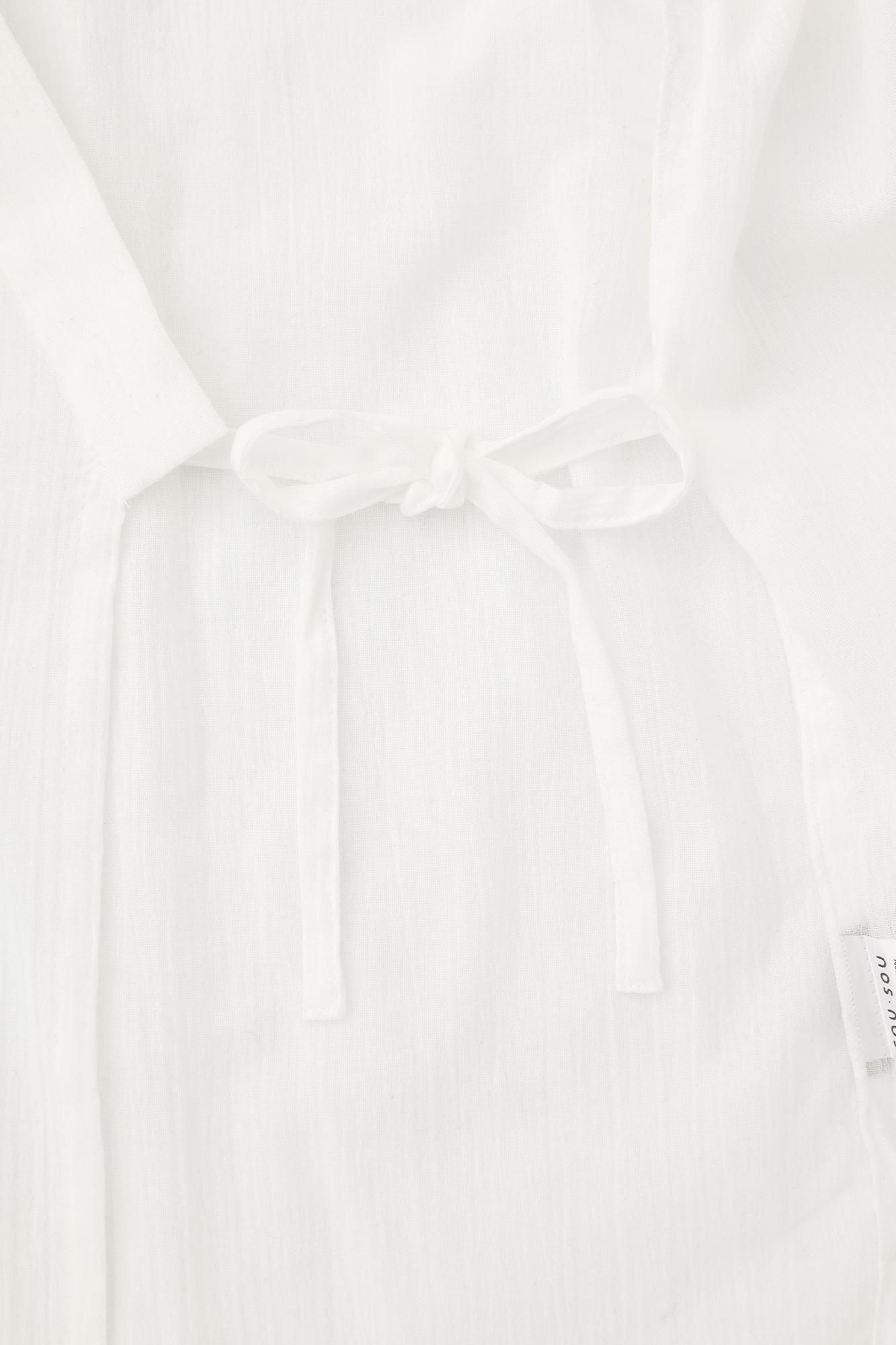 高島縮棉 20/20筒袖作務襯衫／白色