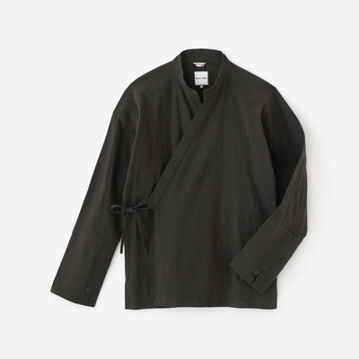 高島縮棉 20/20 筒袖作務襯衫（我把它浸在後面）/深灰色