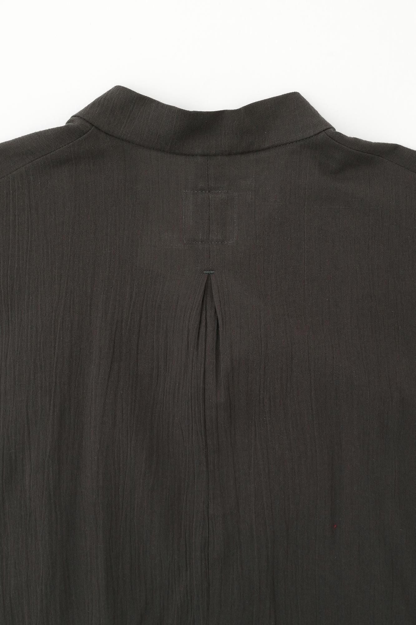 高島縮棉 20/20 筒袖作務襯衫（我把它浸在後面）/深灰色