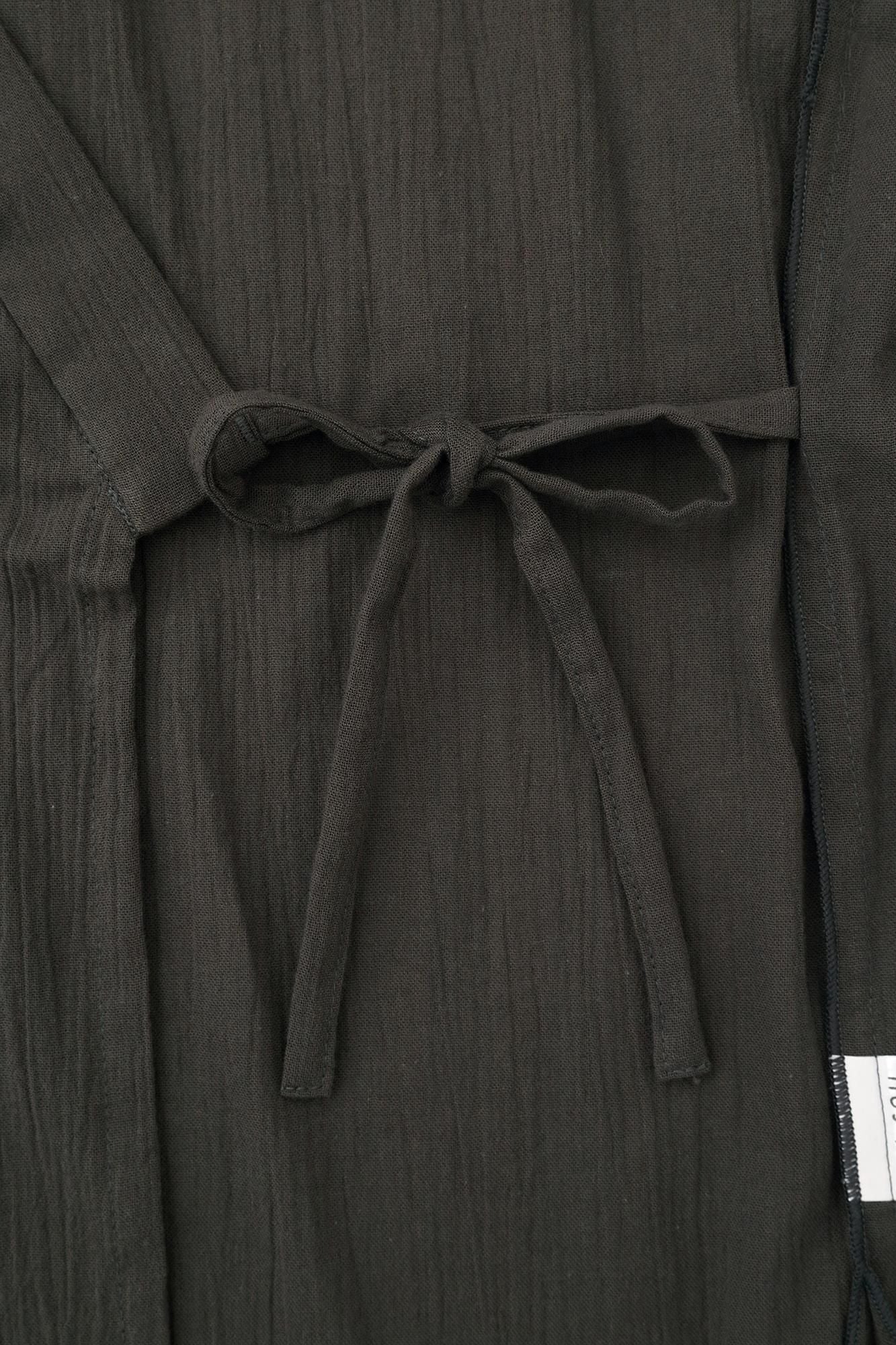 高島縮棉 20/20 筒袖作務襯衫（我把它浸在後面）/深灰色