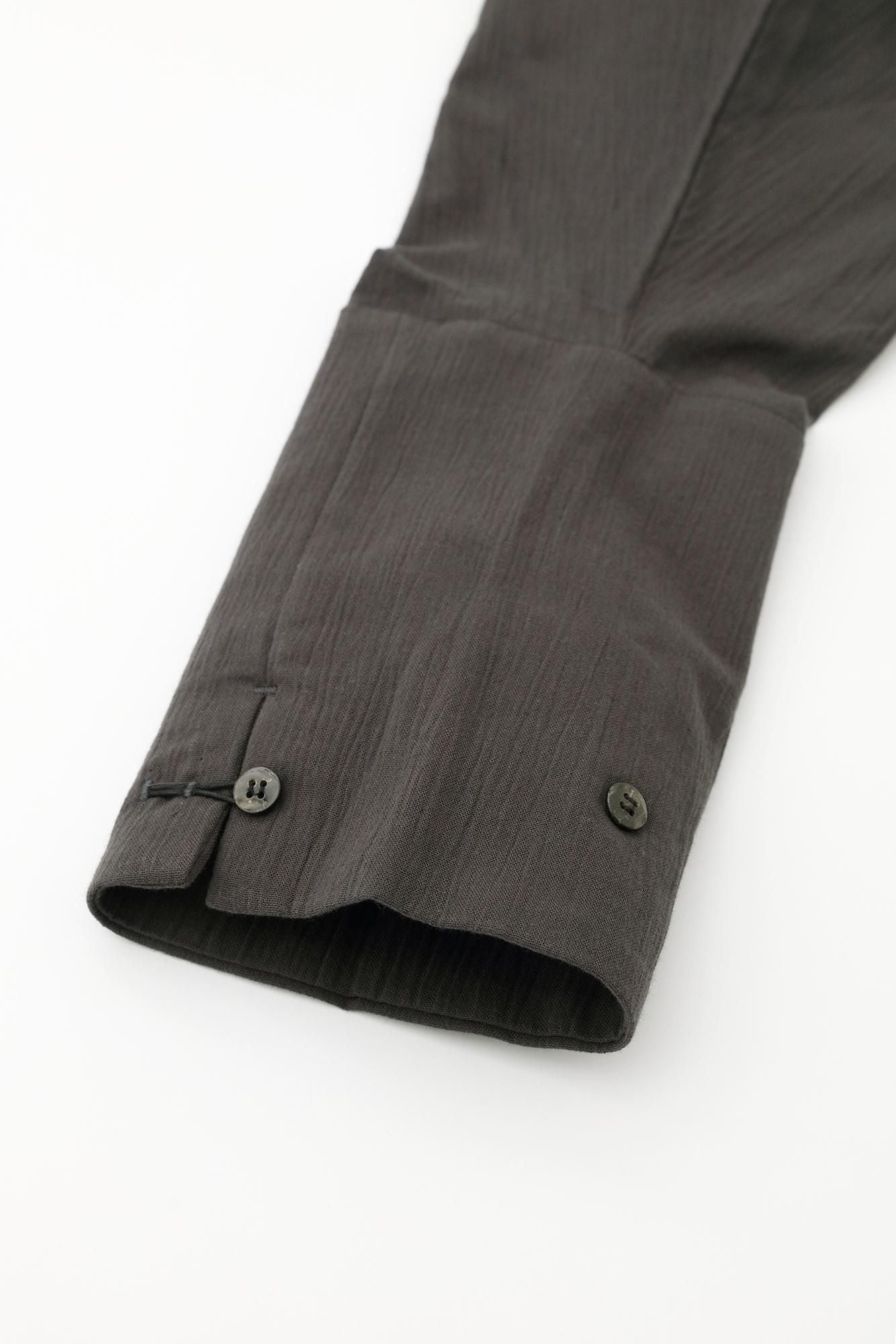 高島縮棉 20/20 筒袖作務襯衫（我把它浸在後面）/深灰色