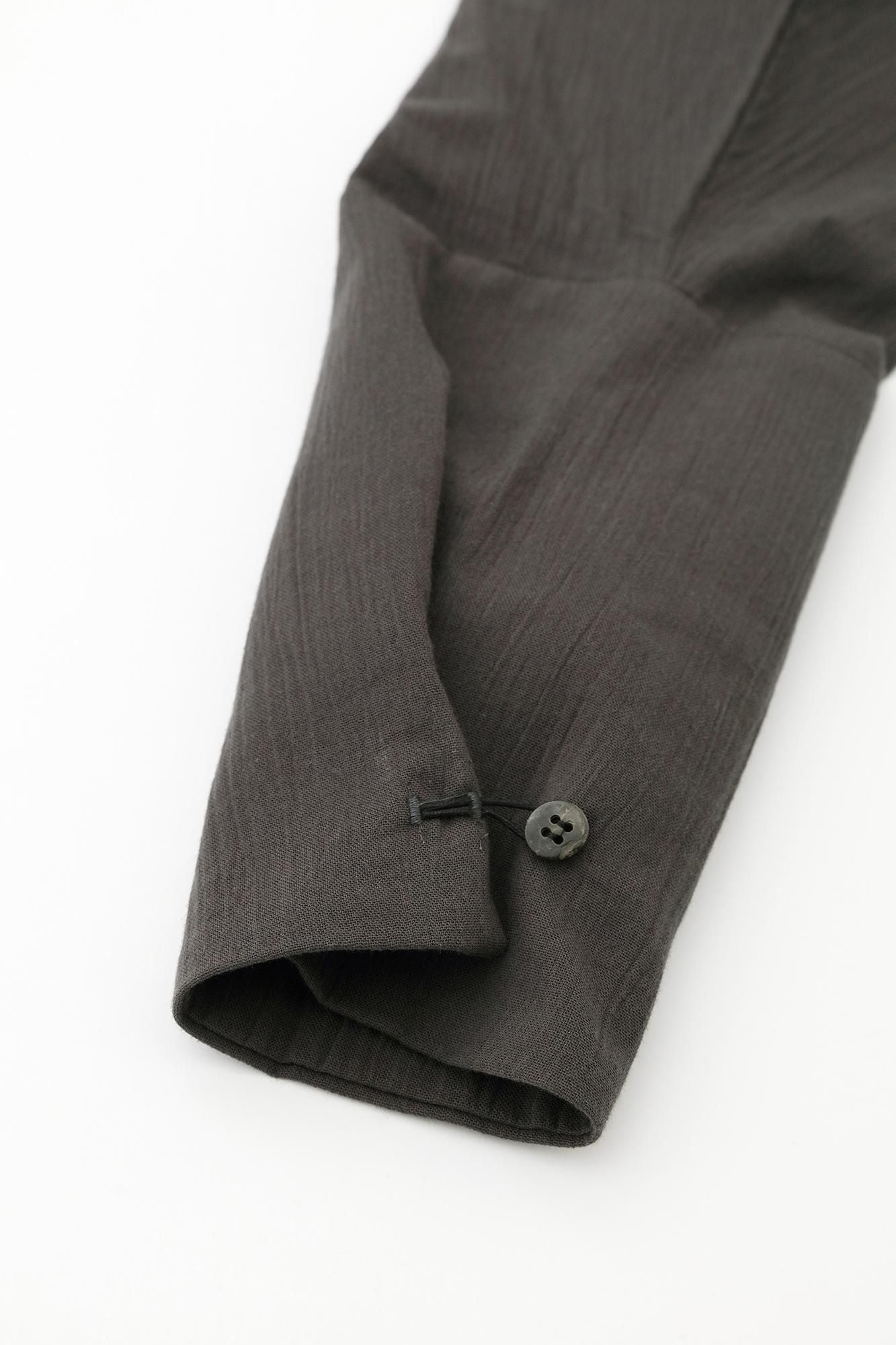 高島縮 20/20 筒袖作務襯衣（つつそでさむしんい）／濃灰（こい