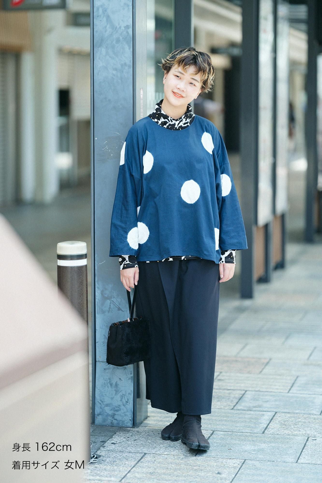 Tabata Shibori Naginata Shikukui / 大圆点深蓝色（Ukon）x Tsukumo