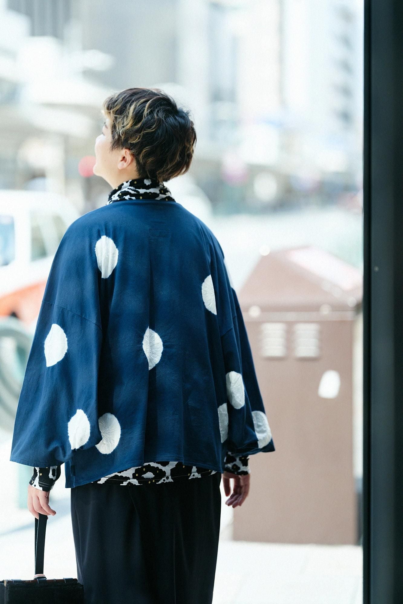 ＳＯＵ・ＳＯＵ　薙刀かり衣 水玉大 孔雀緑×つくも ワンピース SOU・SOU 薙刀かり衣 水玉大 孔雀緑×つくも ワンピース