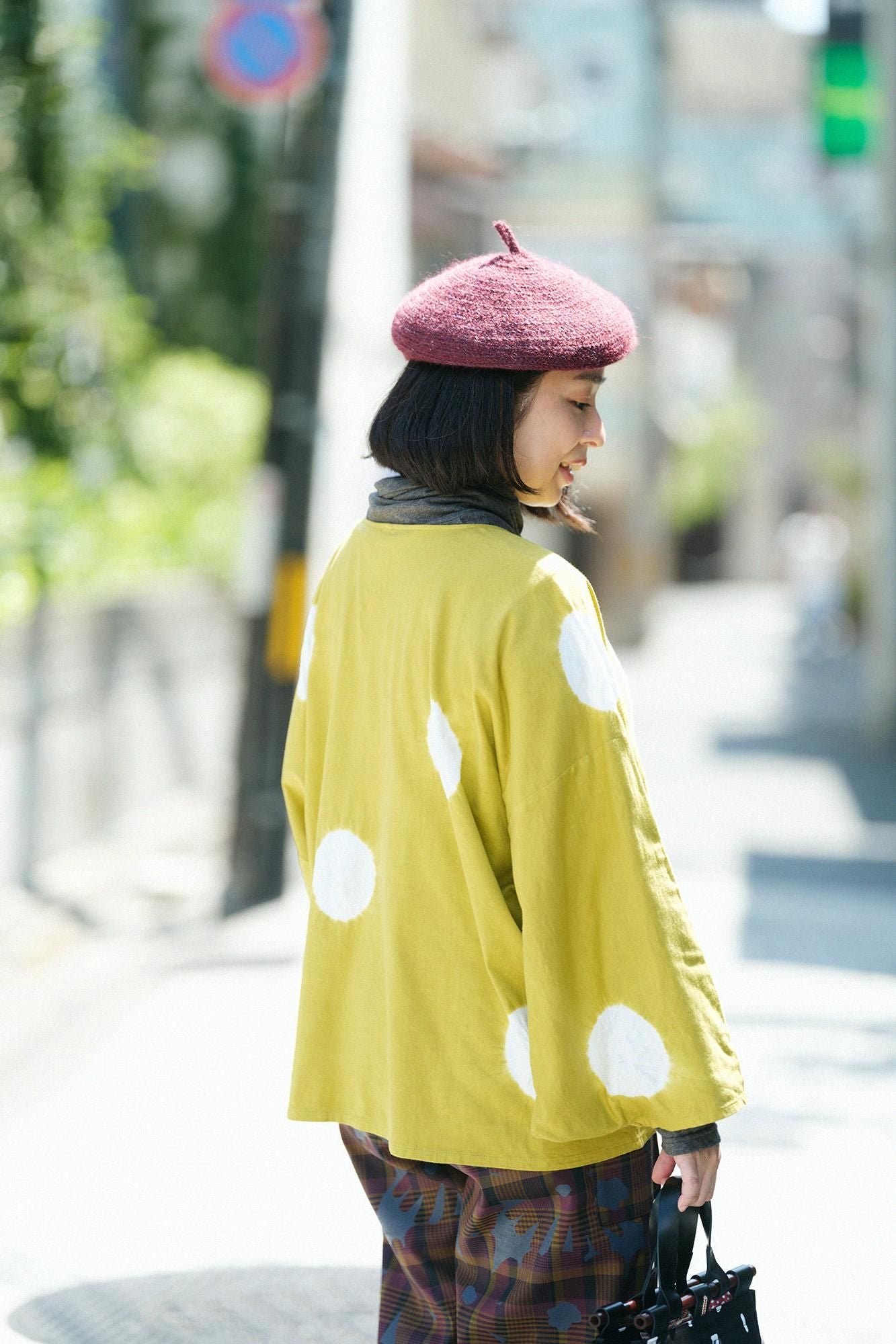 ＳＯＵ・ＳＯＵ　薙刀かり衣 水玉大 孔雀緑×つくも ワンピース たばた絞り 薙刀四角衣（なぎなたしかくい）／水玉大（みずた