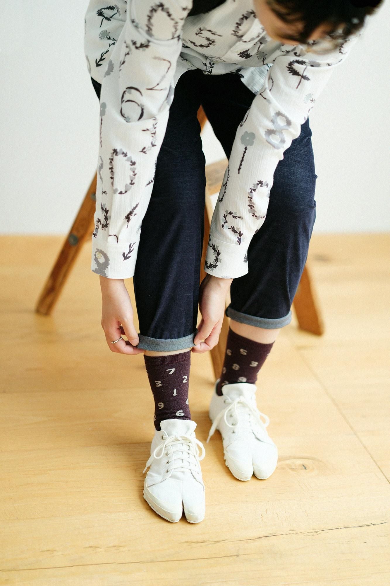 【net Limited 40%OFF】Eco Tabi Socks (Mid-calf)／SO-SU-U Red Bean Brown Glitter【Women】