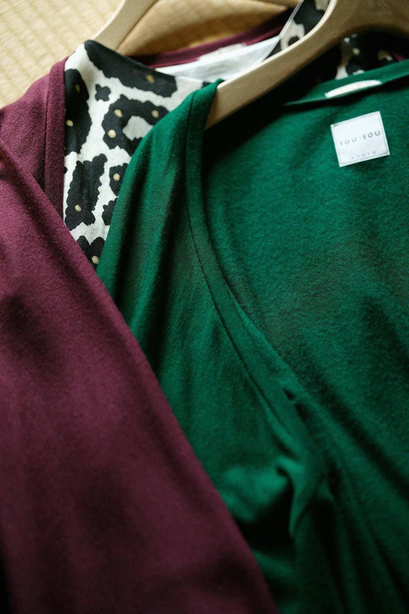 平針織 可洗羊毛飛鼠袖外披/千歲綠色