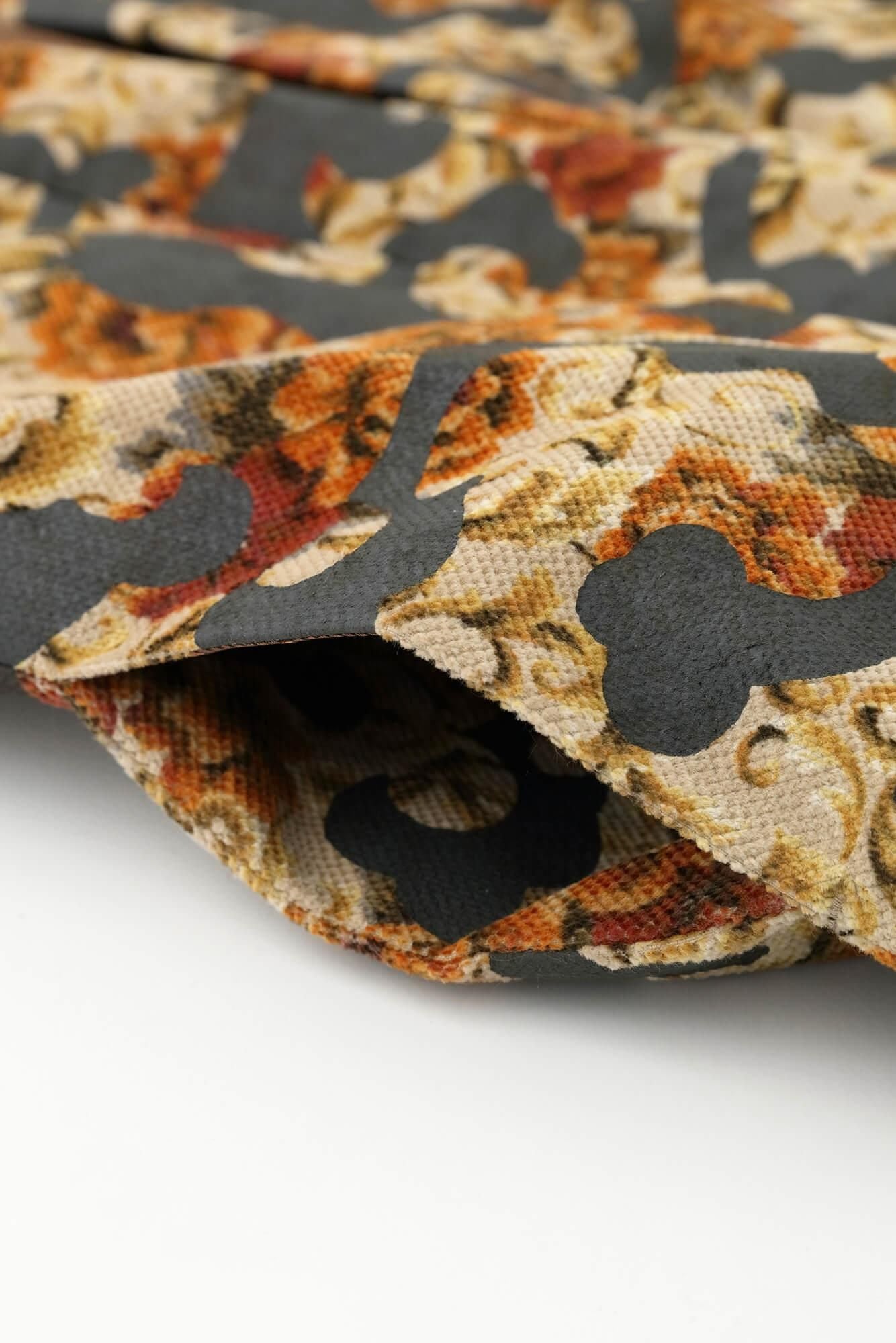 Corduroy Hanten Long-sleeved Jacket with Lining / Chinese Flower and Raging Billows