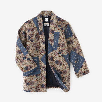 Corduroy Hanten Long-sleeved Jacket with Lining / Chinese Flower with Yamaohako