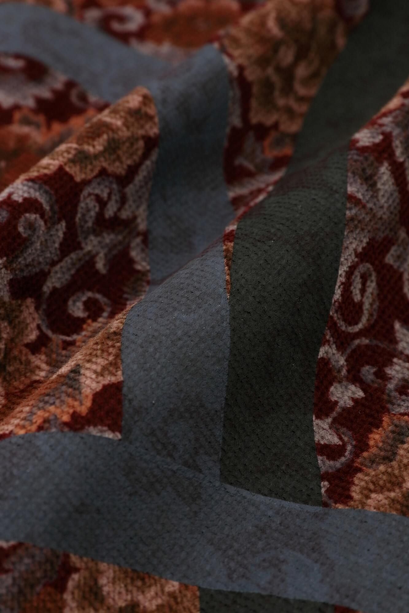 Corduroy Hanten Long-sleeved Jacket with Lining / Chinese Flower Waterfall