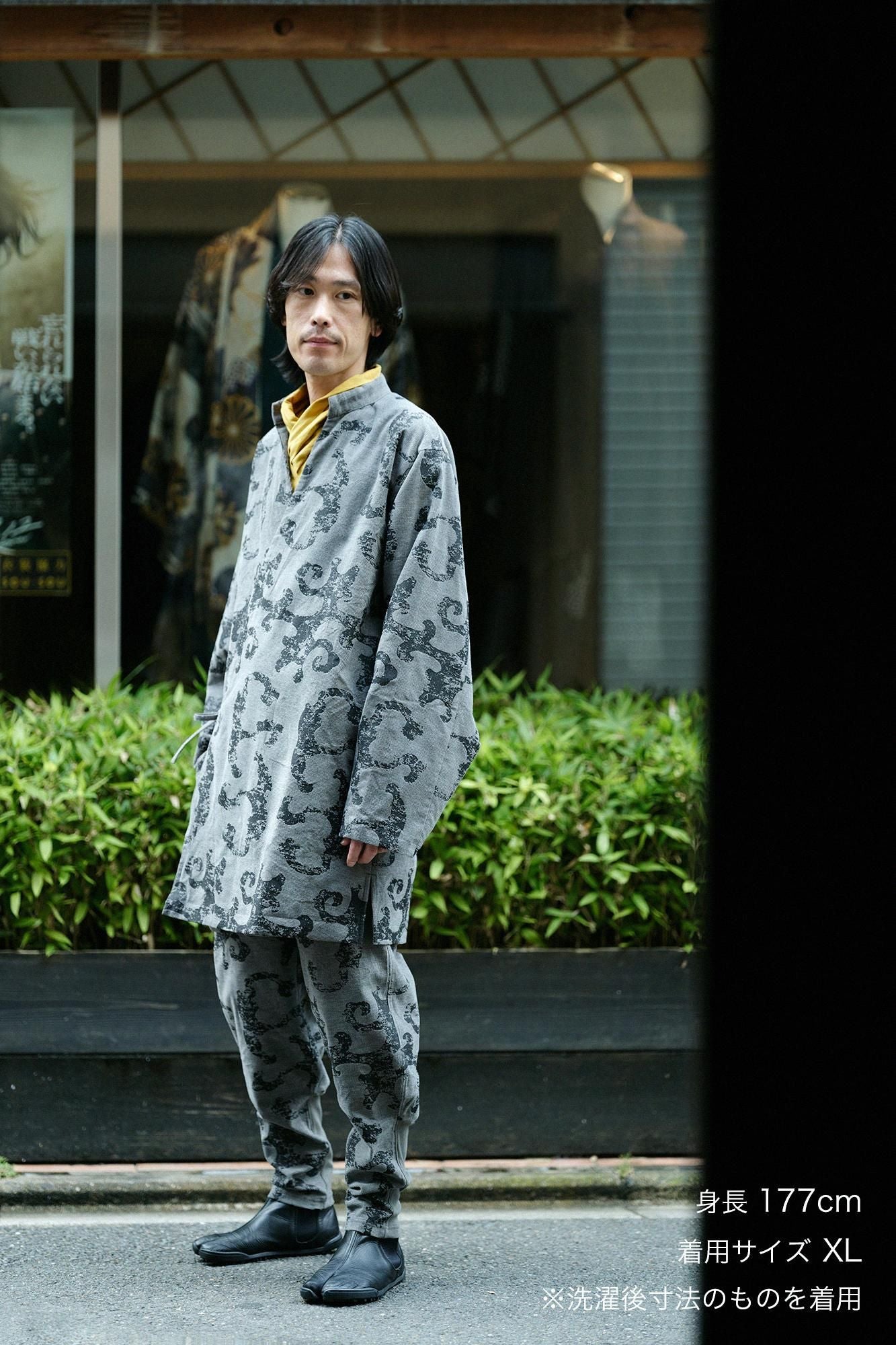 Soft Thermo(R) Corduroy hand-patterned with Lining Samue Worker Jacket / Raging Billows Era Grey