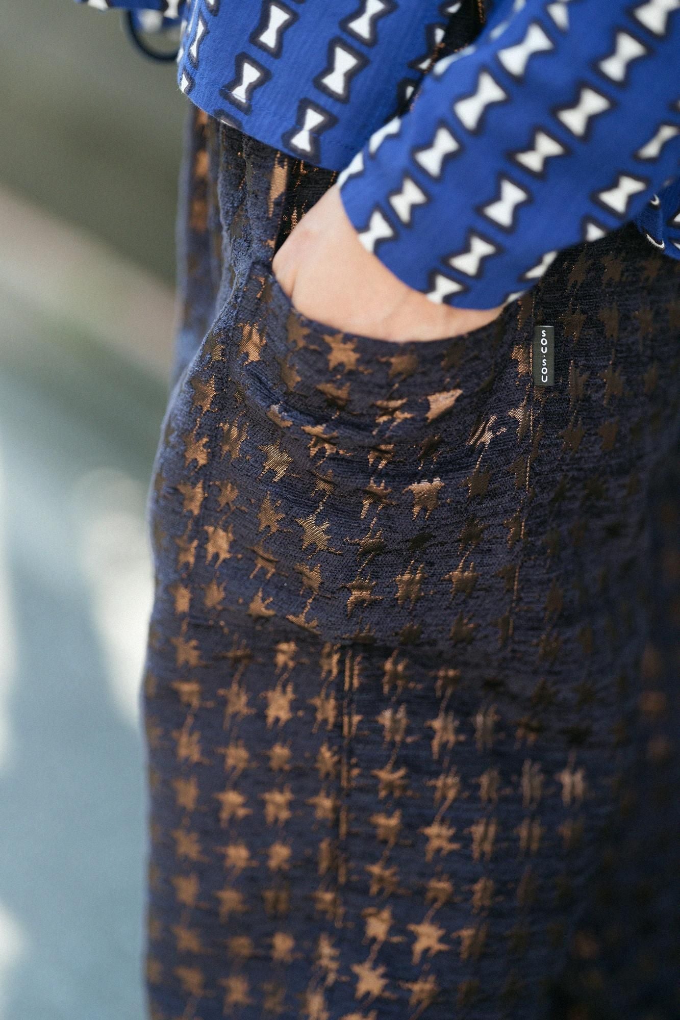 モールジャカール 裁付（たっつけ）えんゆう穿き／変わり千鳥格子（ちどりこうし） 深紺（しんこん）