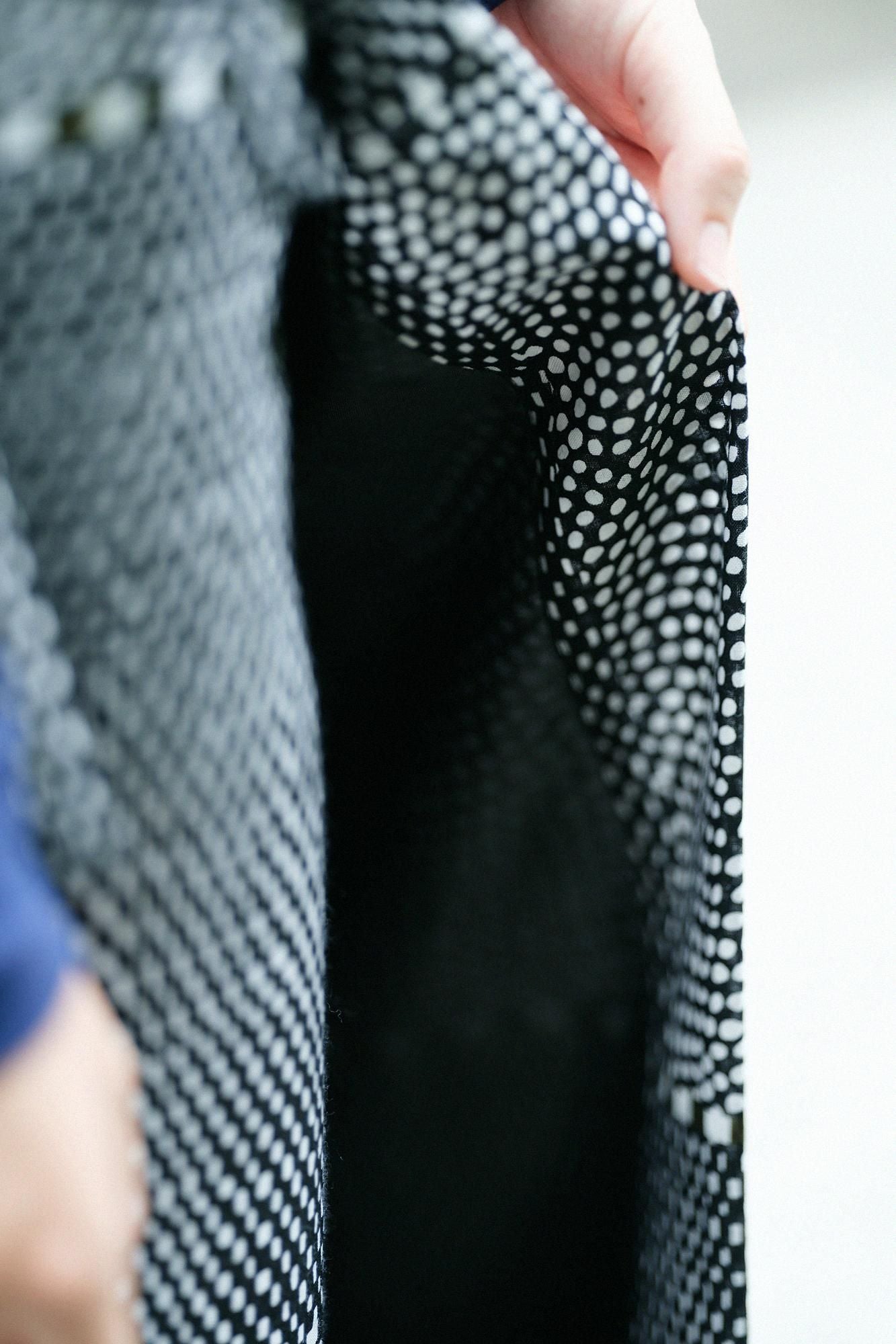 毛斯綸 裹裙/點線墨黑色