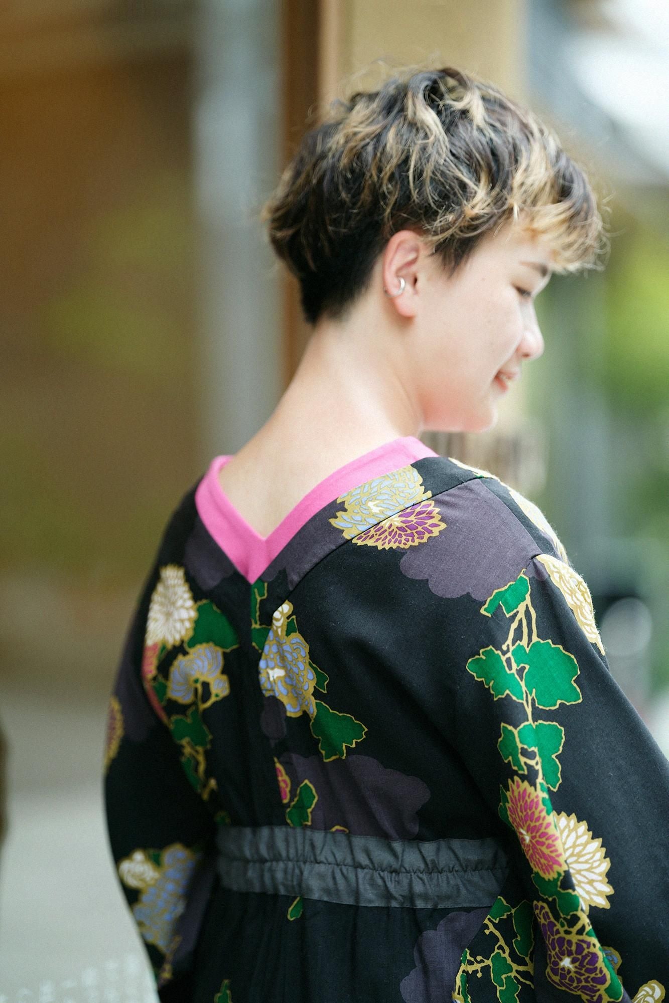 モスリン みたて衣／雲取り（くもどり）に菊