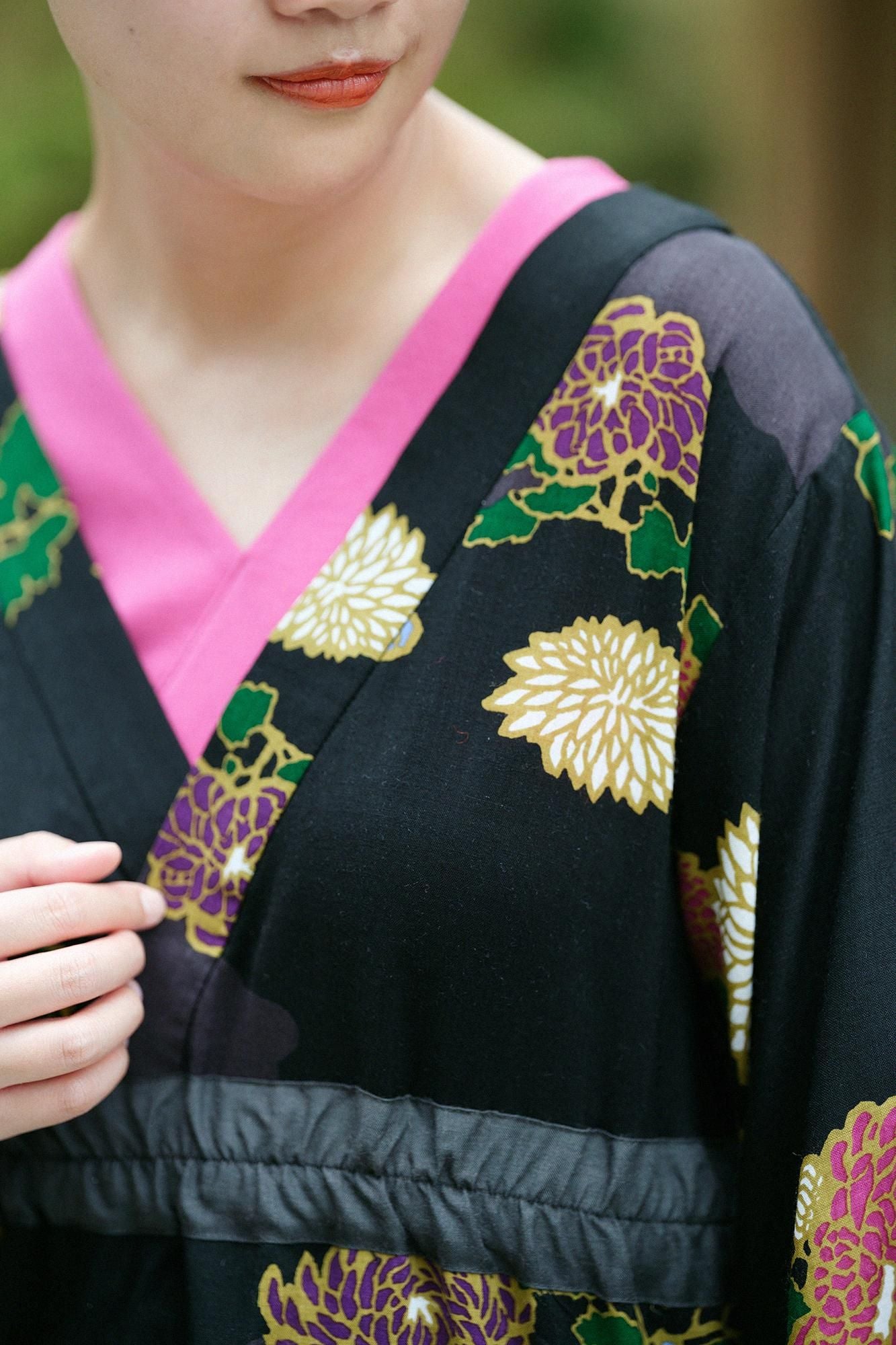 モスリン みたて衣／雲取り（くもどり）に菊