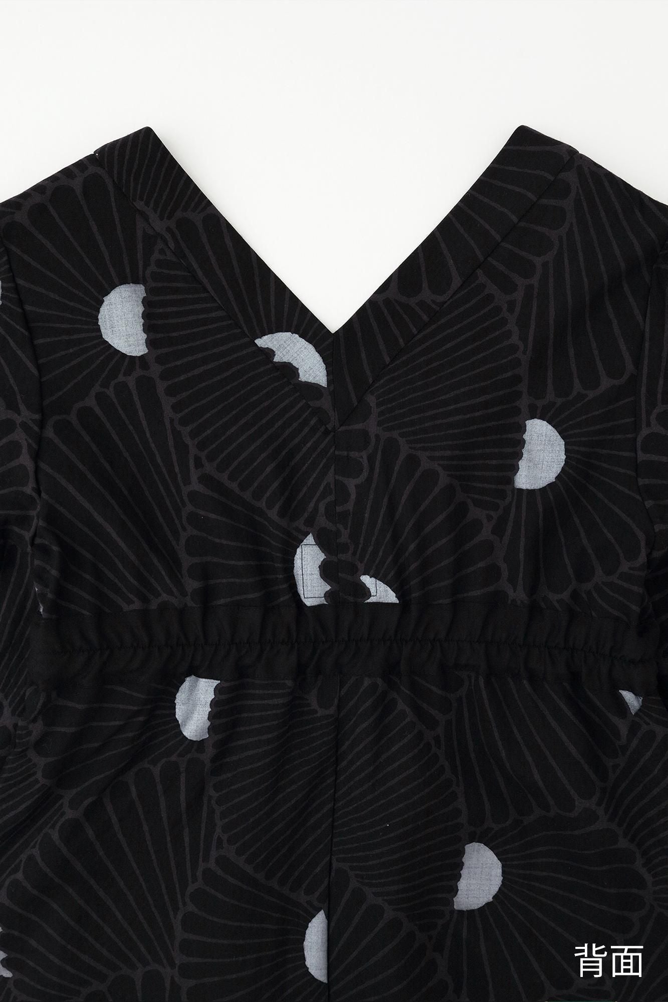 毛斯綸 和服形洋裝／菊扇