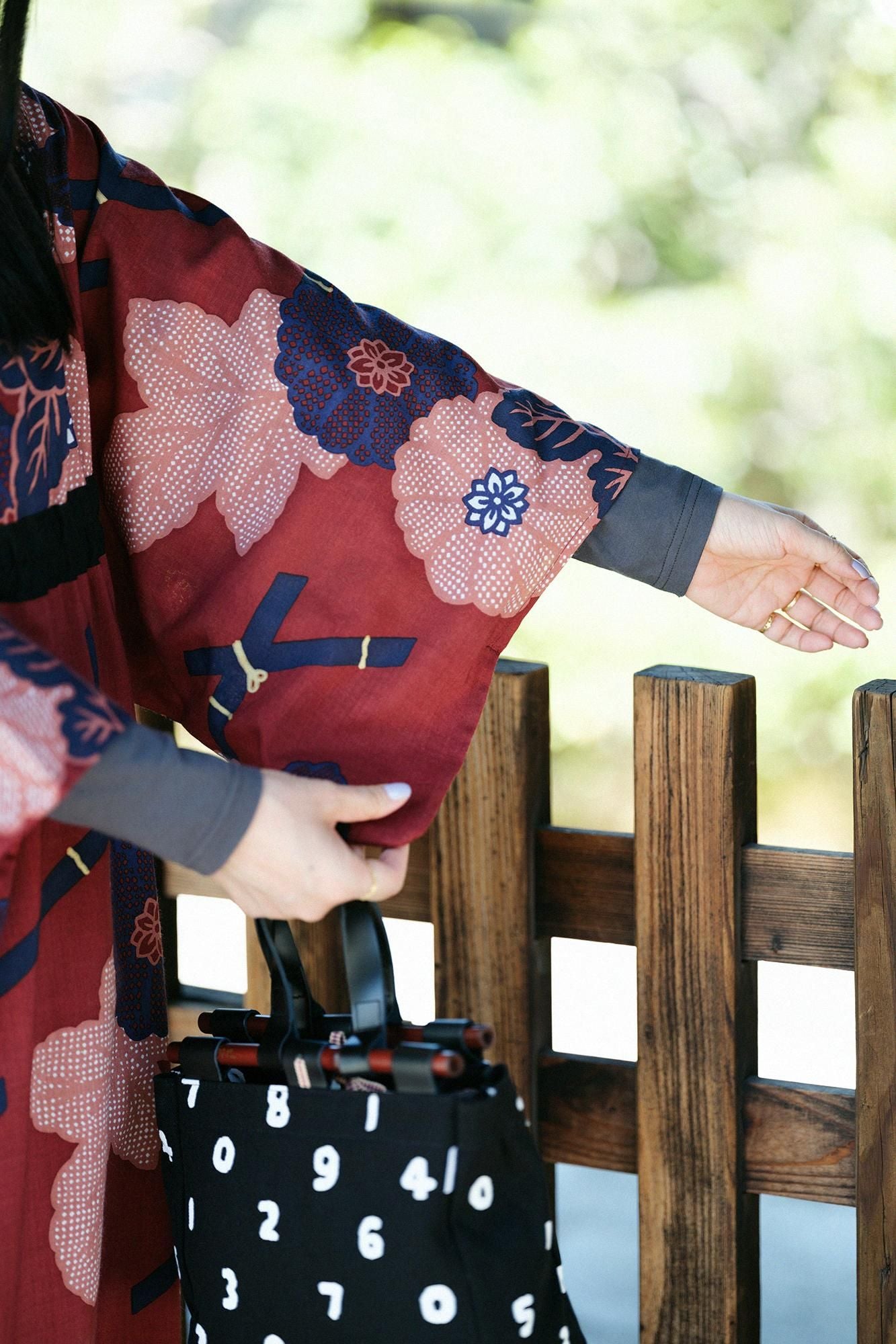 毛斯綸 和服形洋裝/籬菊圖案 再現