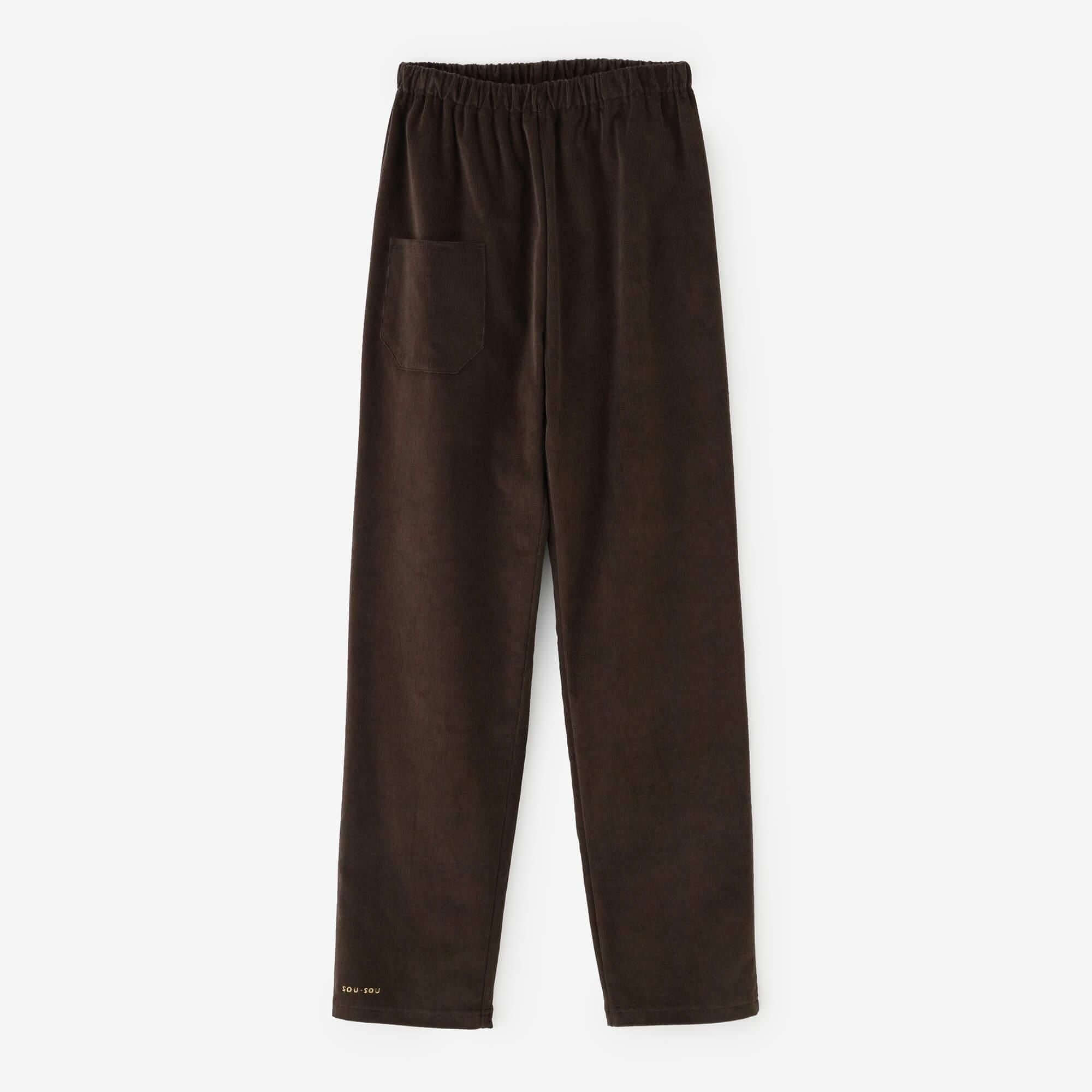 Shin Corduroy Slightly Slim-type Leggings Pants／/ Brown Black