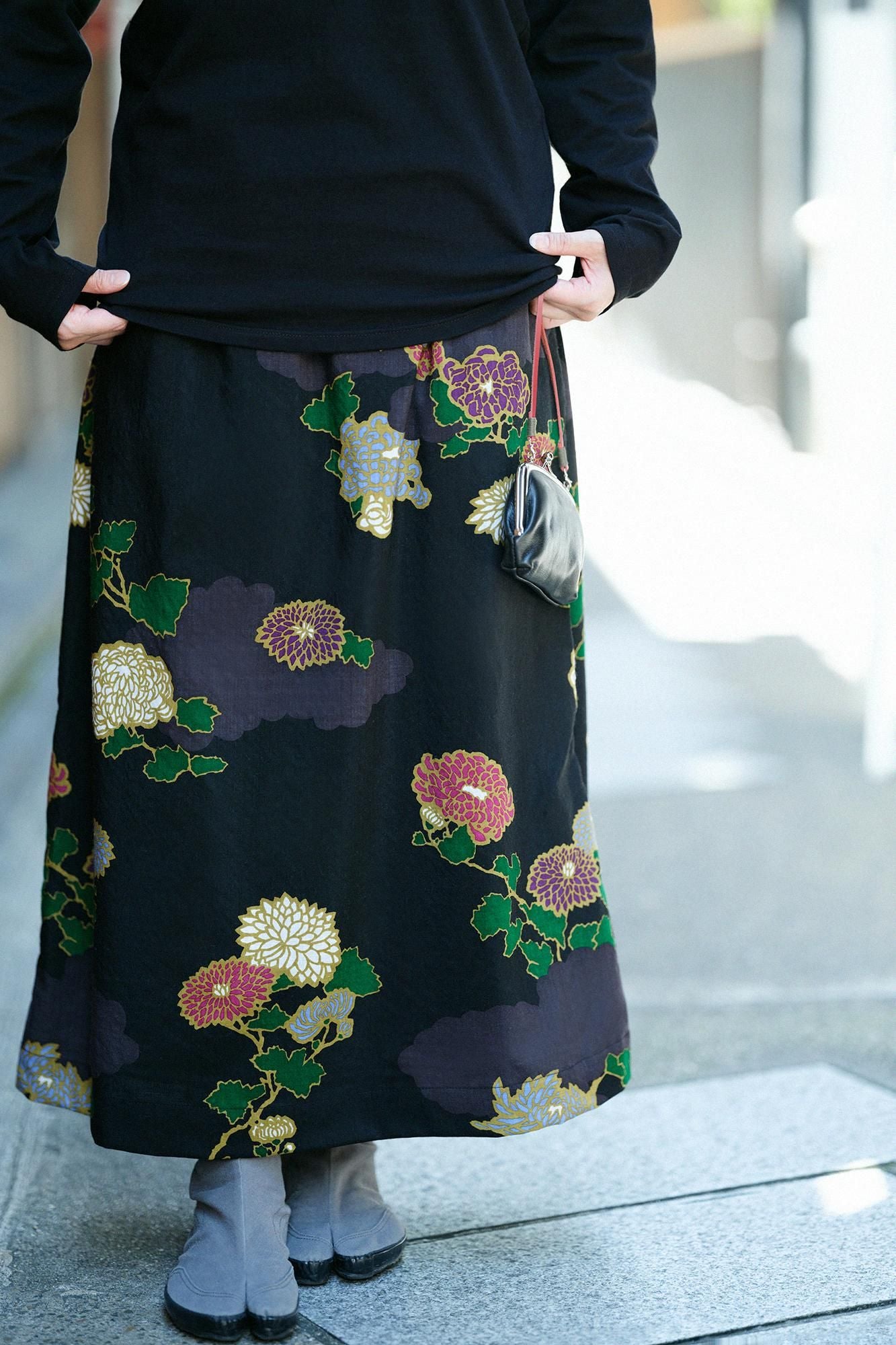 毛斯綸長裙／雲取菊