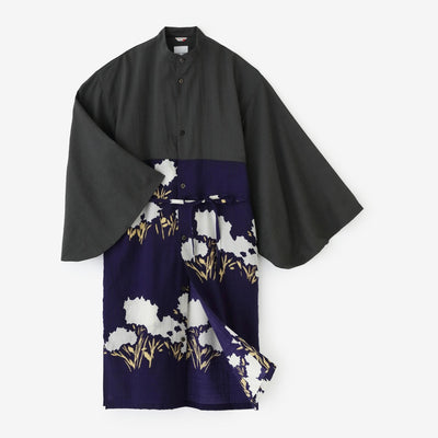モスリン 薙刀かり衣（なぎなたかりごろも）／濃灰（こいはい）×花あかり