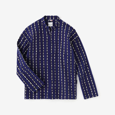 Chizimi Cotton 20/20 Band Collar Tight-sleeved Kimono Shirt / Chikiri