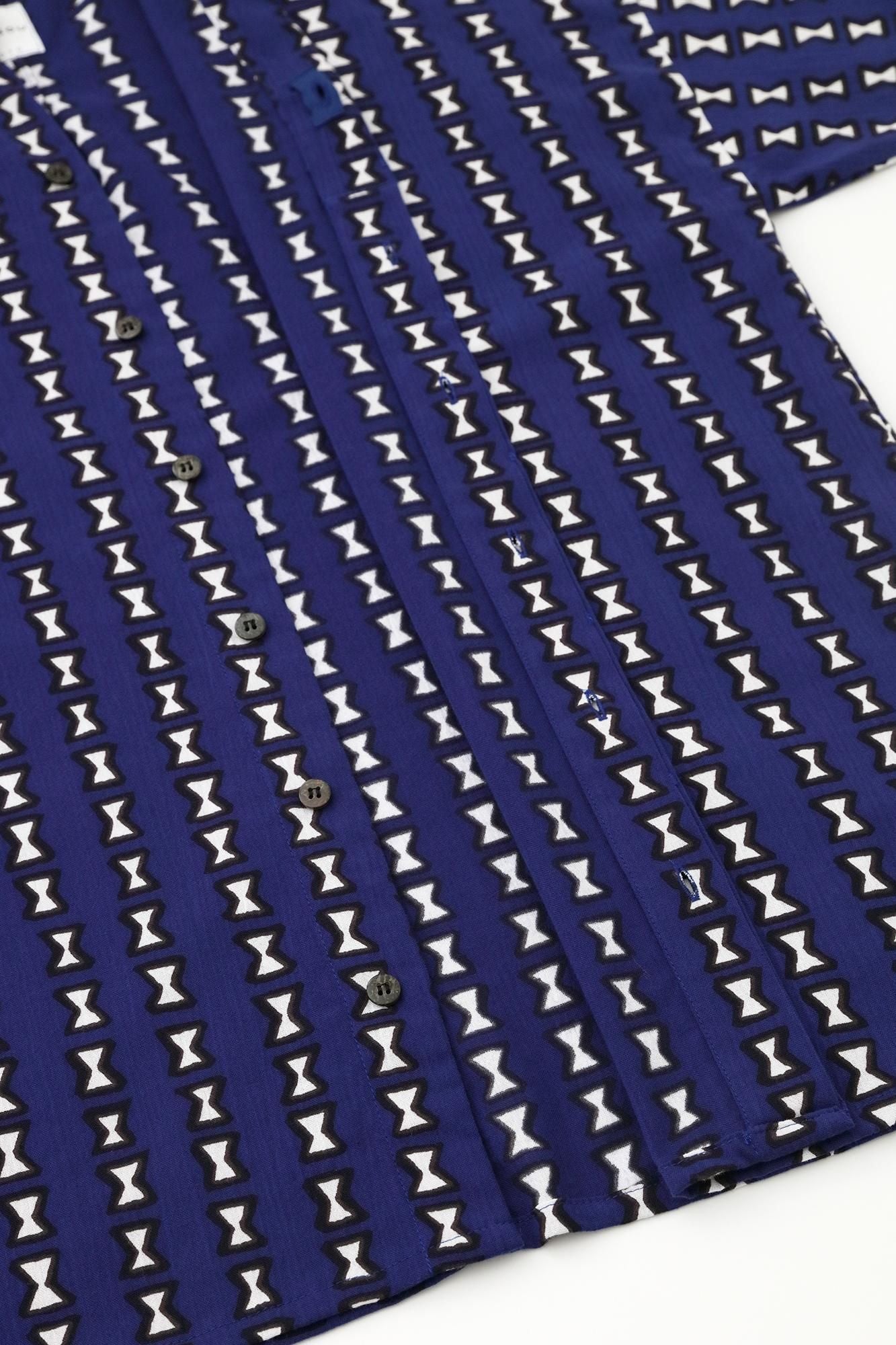 Chizimi Cotton 20/20 Band Collar Tight-sleeved Kimono Shirt / Chikiri