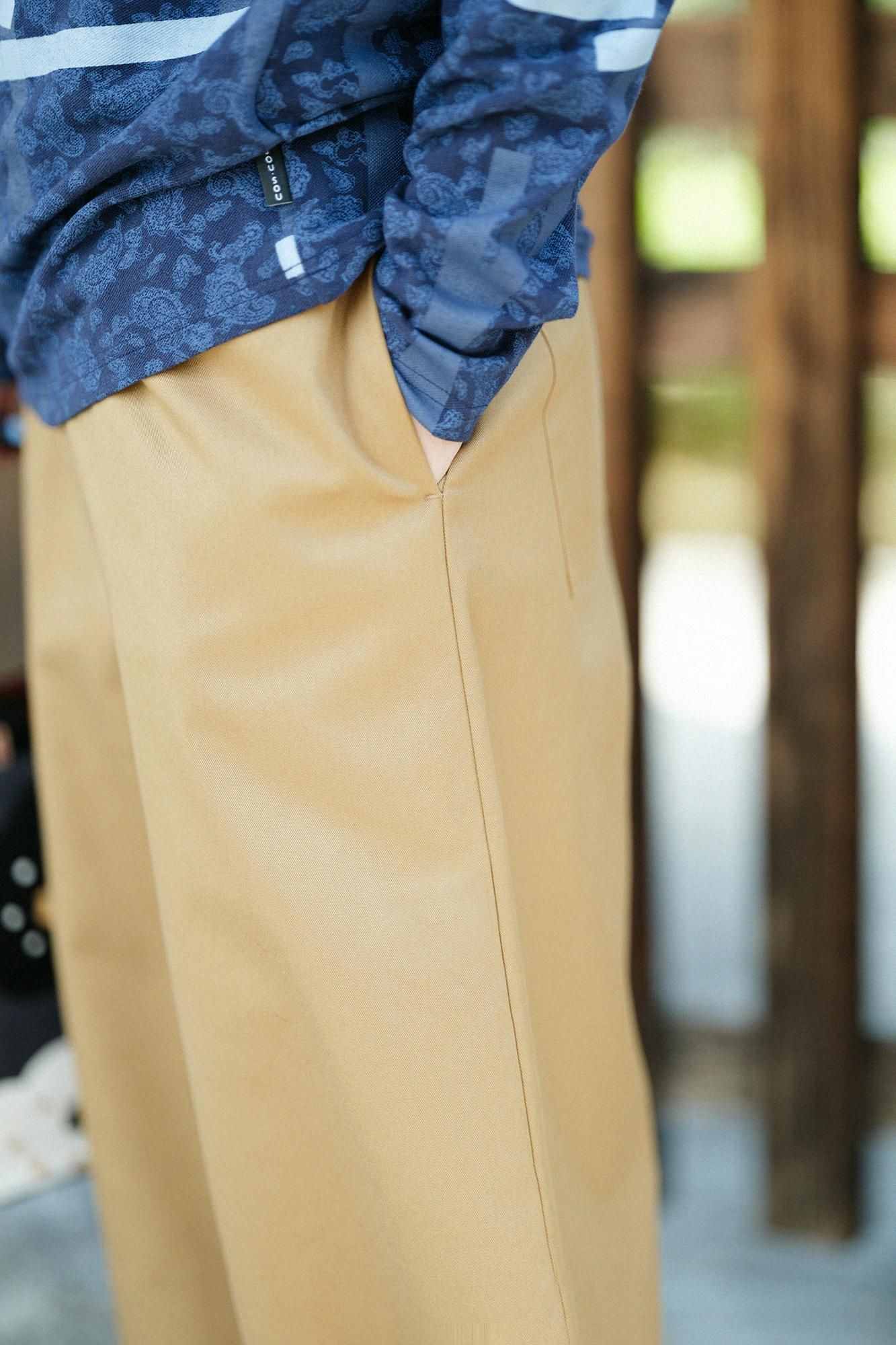 high density Solotex(R)Twill Wide-legged Pants Calm (FestiveDayaka)/Yellowish Grey