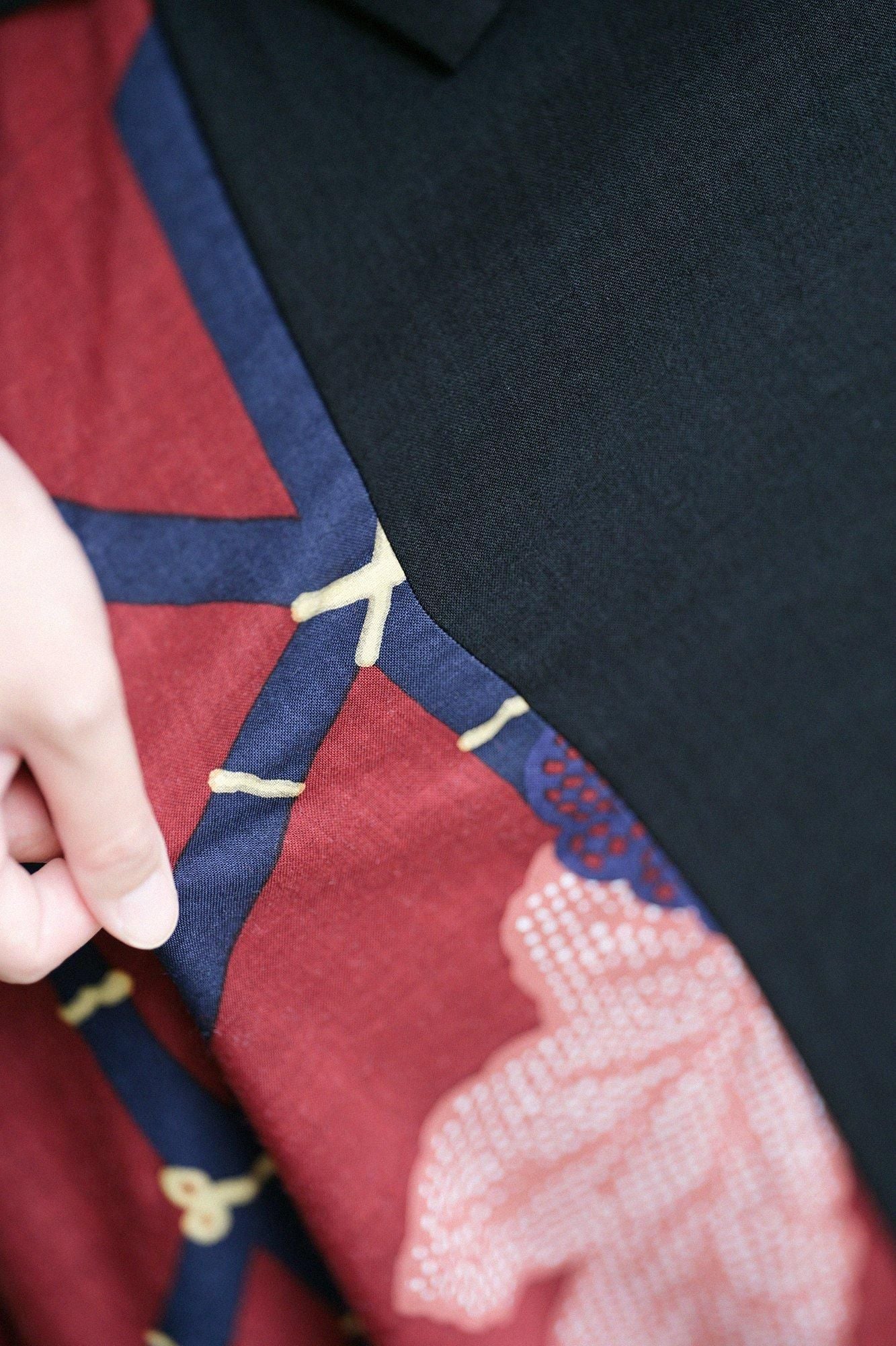 モスリン 富士（ふじ） 2.0／濡羽色（ぬればいろ）×籬菊模様（まがき