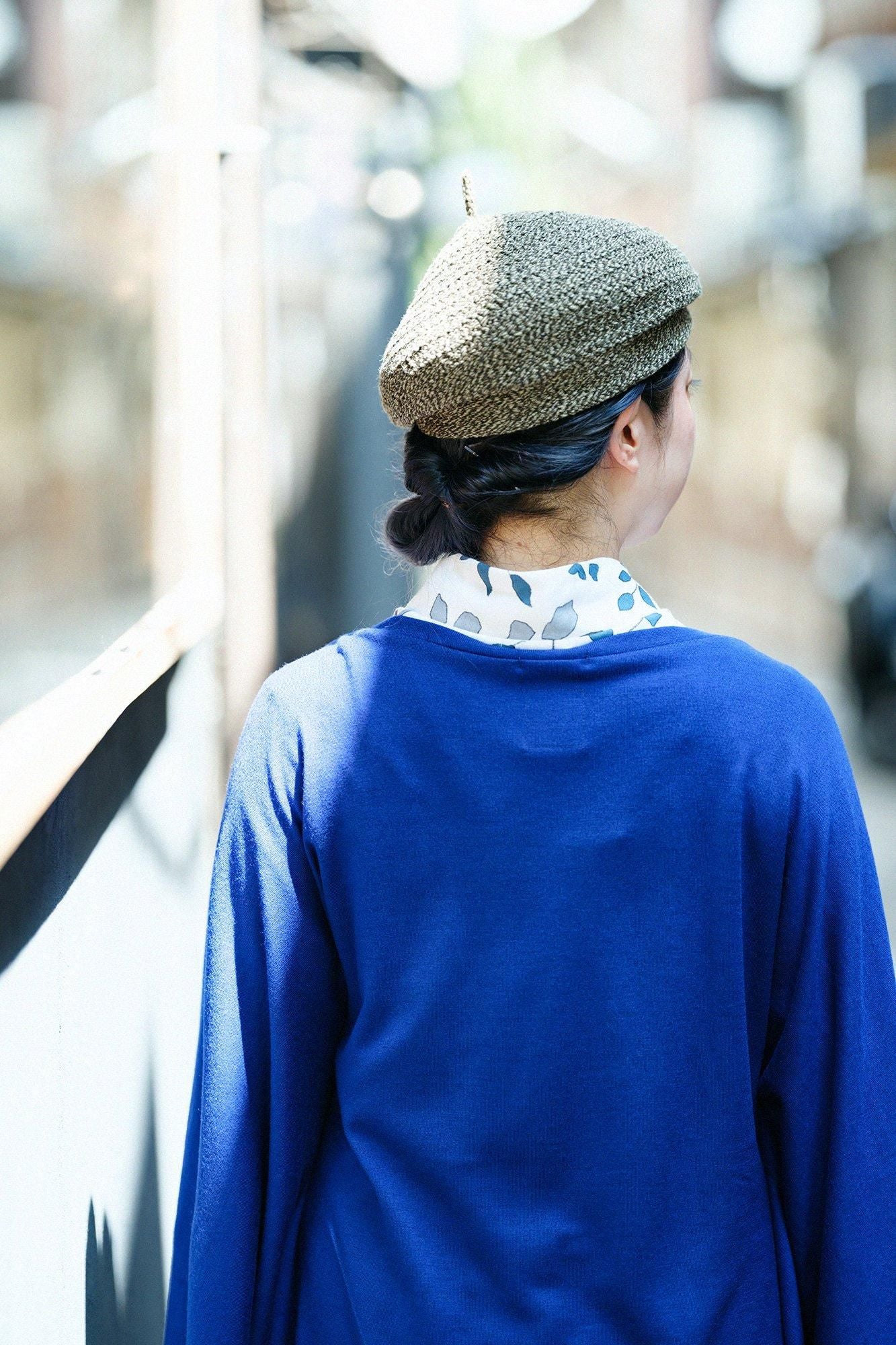 真絲混紡擬寶珠 貝蕾帽／煤竹色