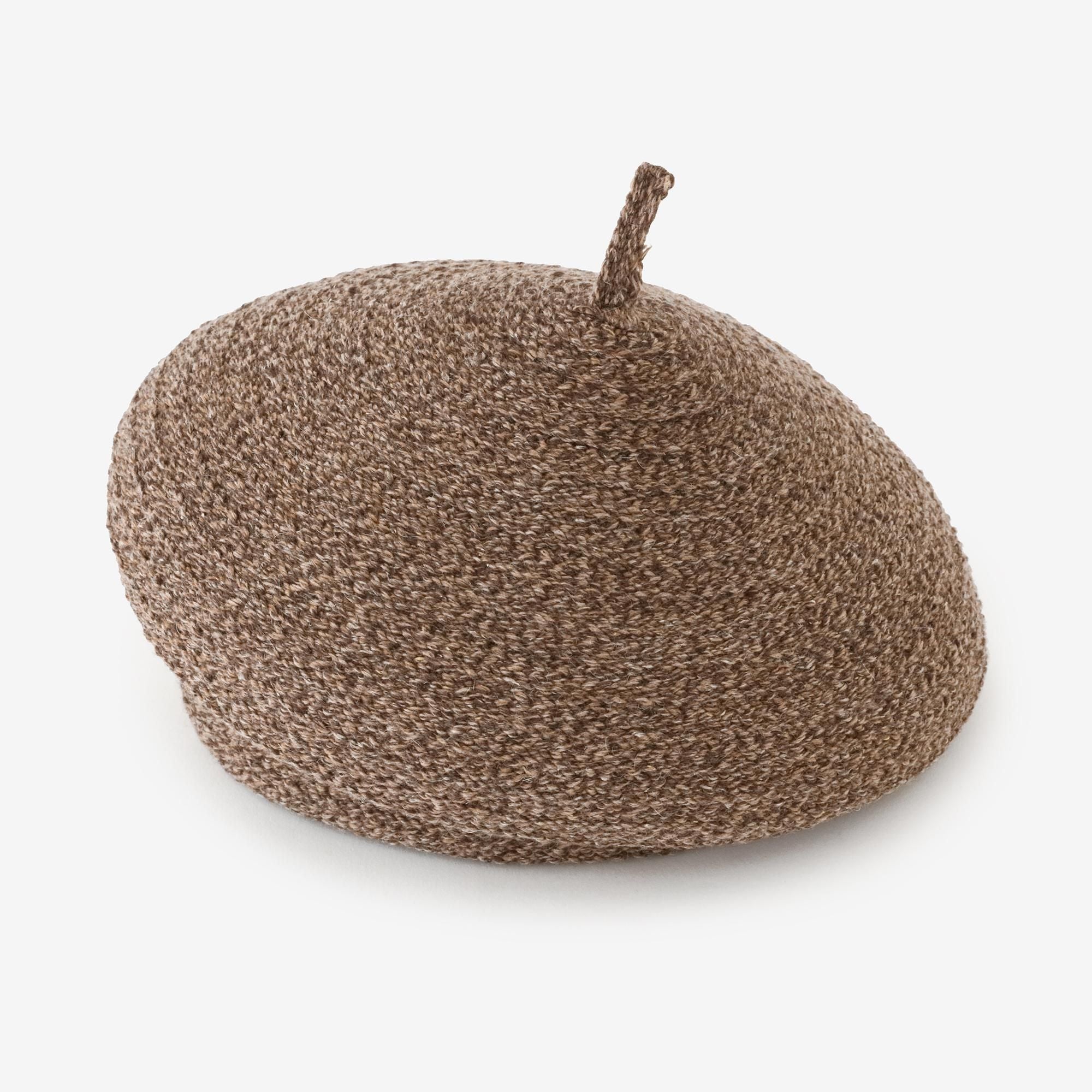 真絲混紡擬寶珠 貝蕾帽／枯褐色