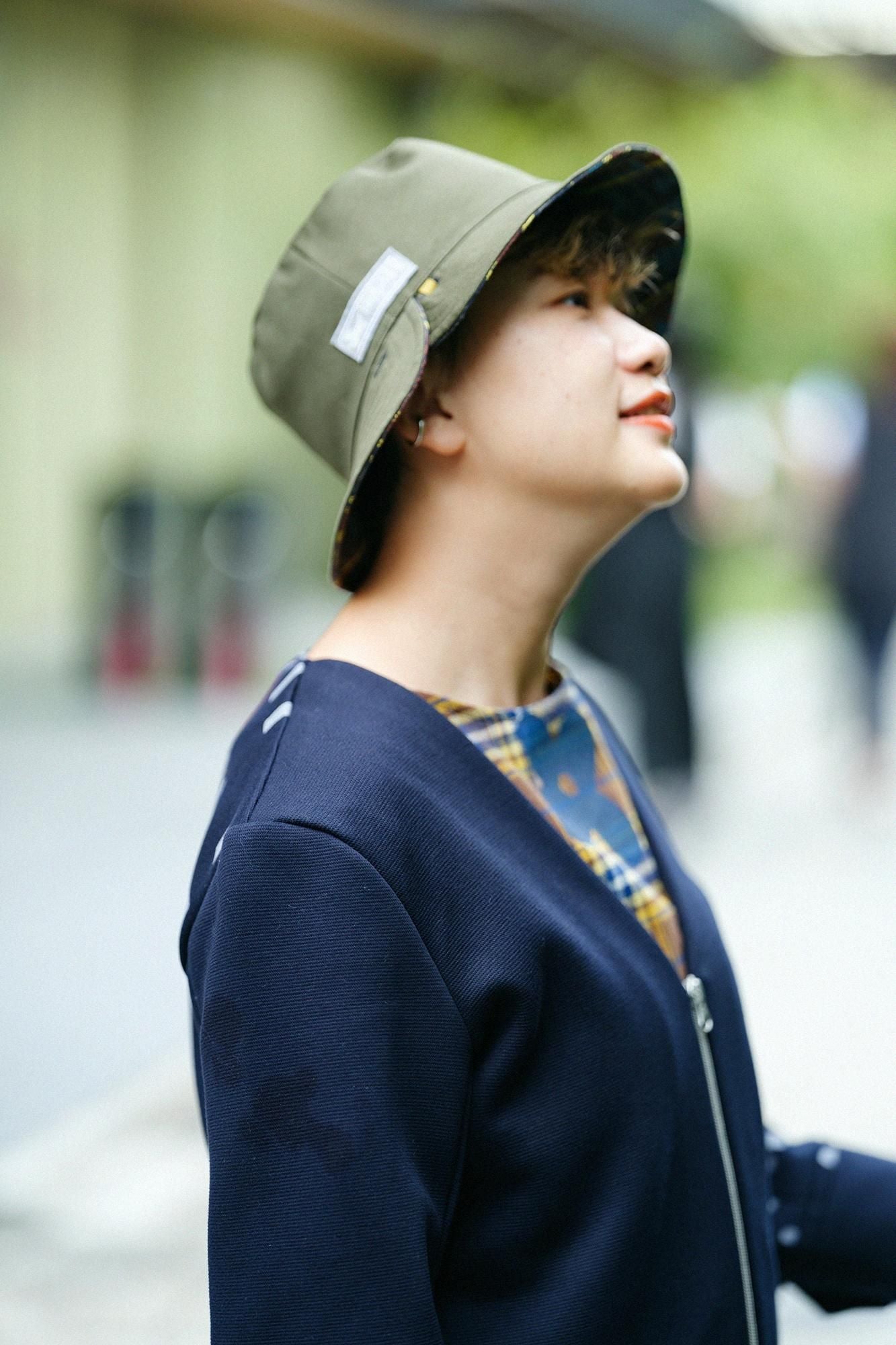 【官網限定】粗綾織格紋 雙面用 BIKE 帽子／SO-SU-U十數 昆 上下 岩井茶