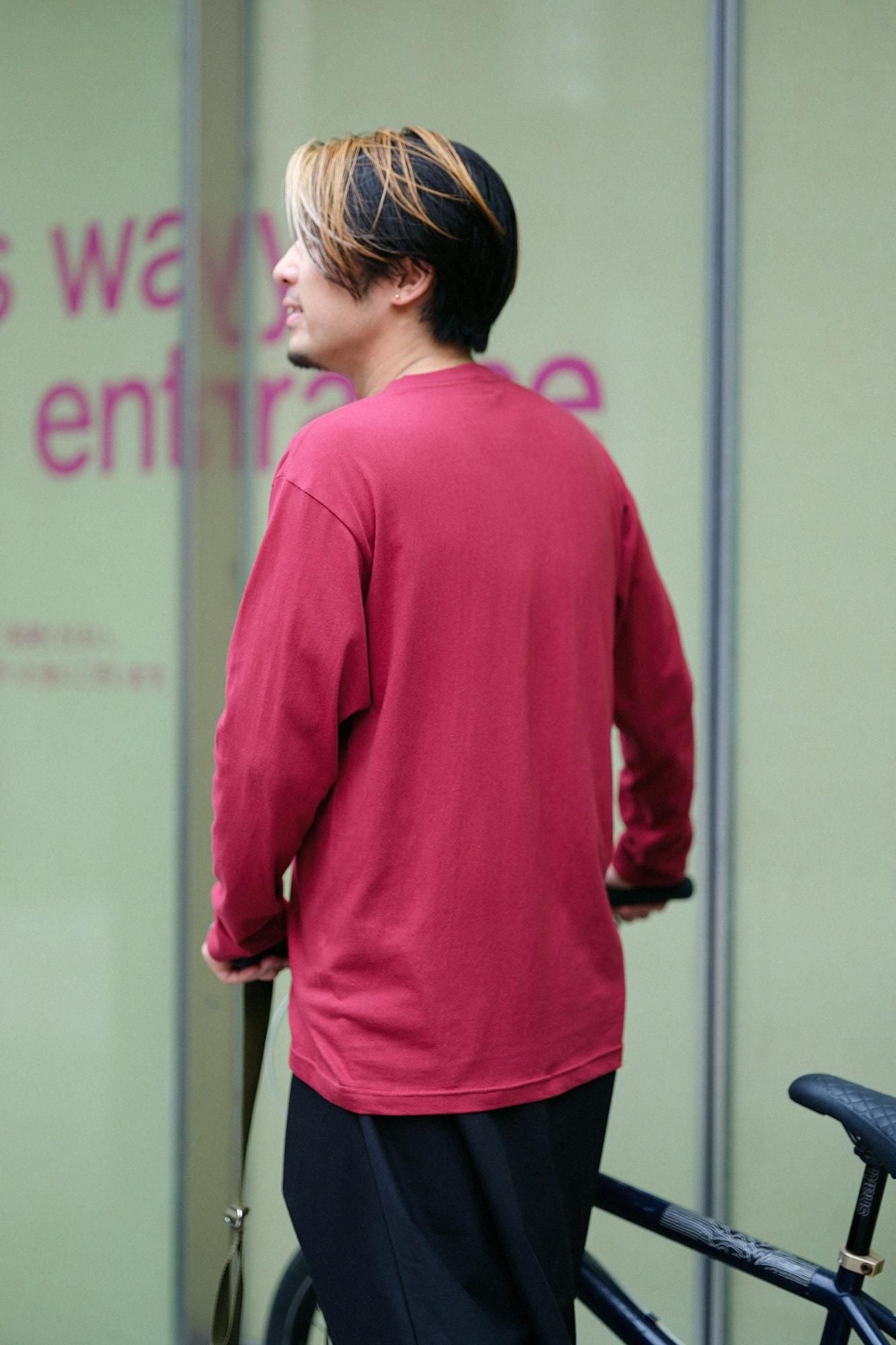 長袖 口袋T-shirt [5.6]/酒紅色x SO-SU-U十數 昆