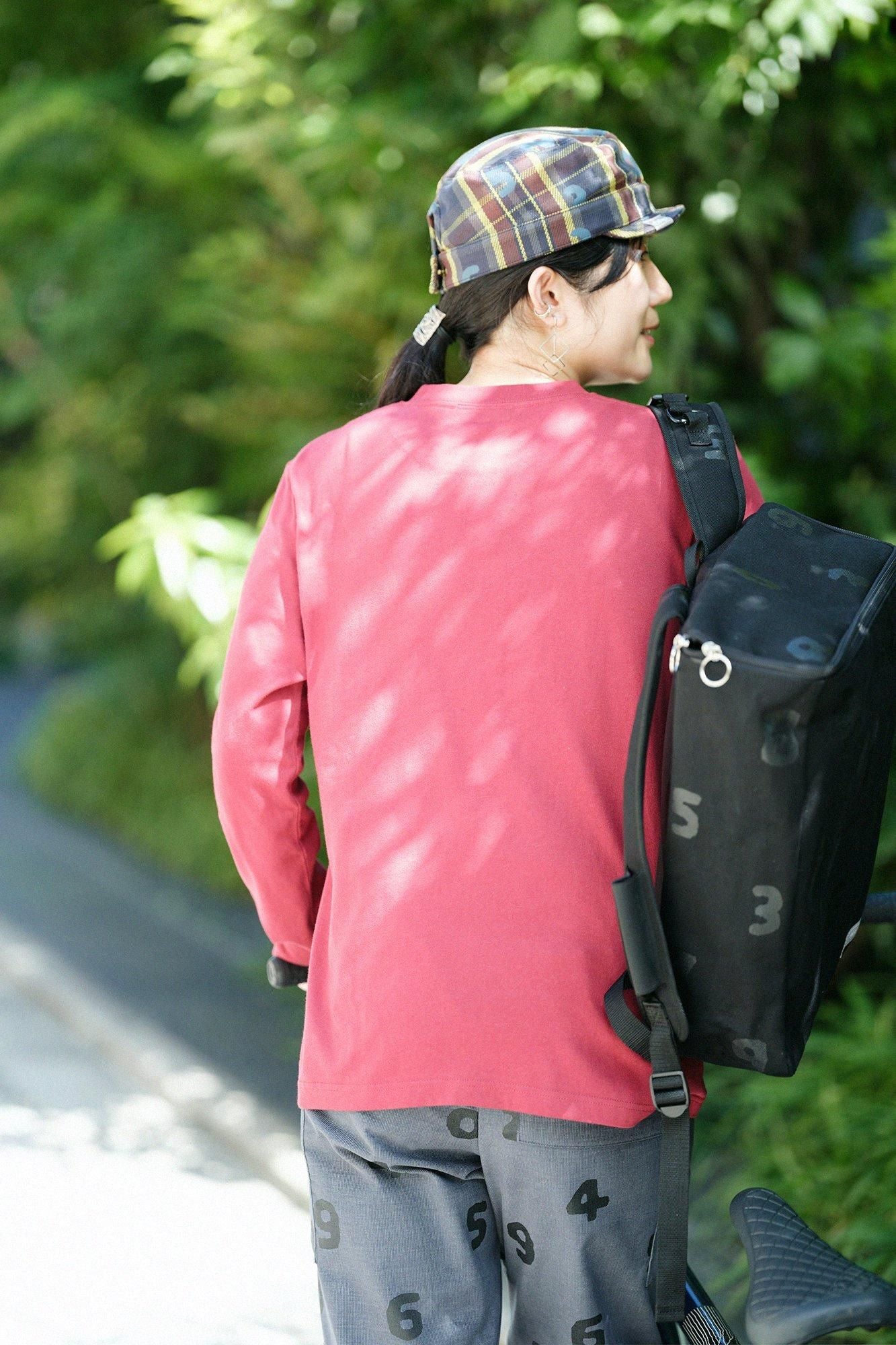 長袖 口袋T-shirt [5.6]/酒紅色x SO-SU-U十數 昆