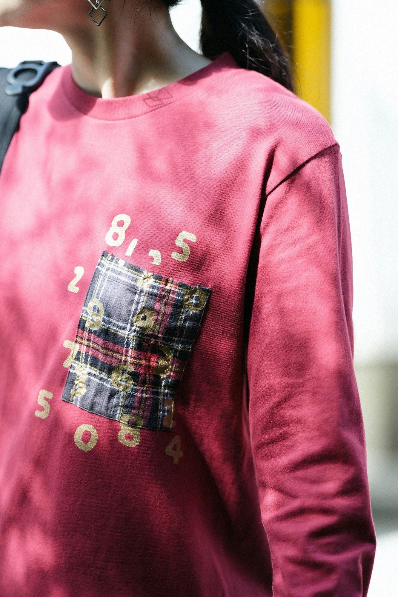 長袖 口袋T-shirt [5.6]/酒紅色x SO-SU-U十數 昆