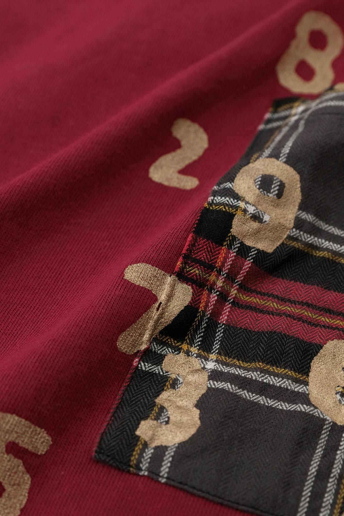 長袖 口袋T-shirt [5.6]/酒紅色x SO-SU-U十數 昆