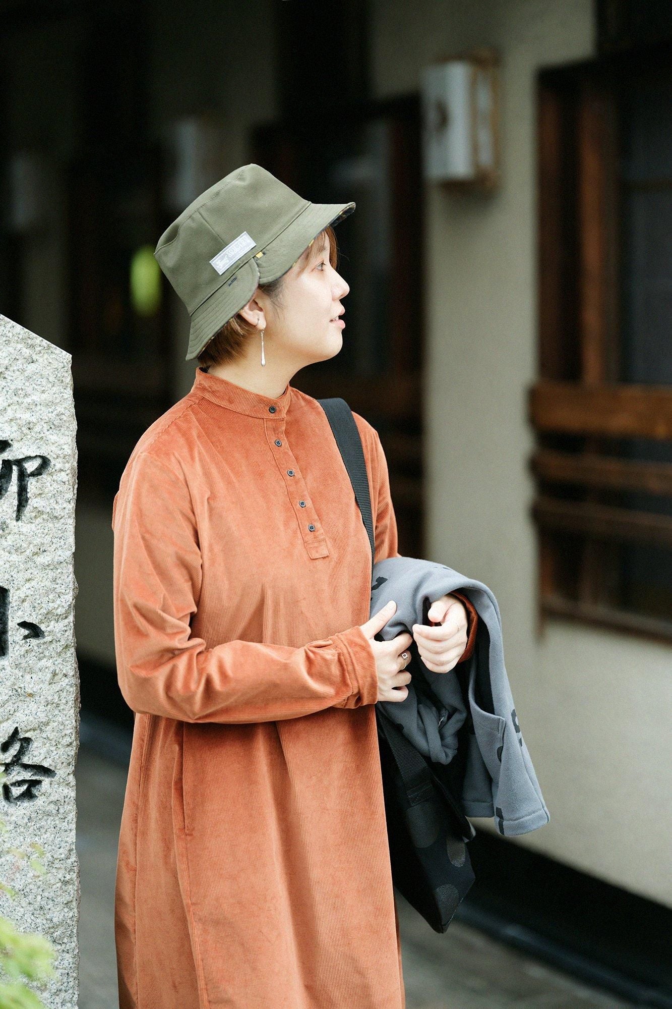 Stretch Corduroy BIKE One-piece Dress／Raw Sienna