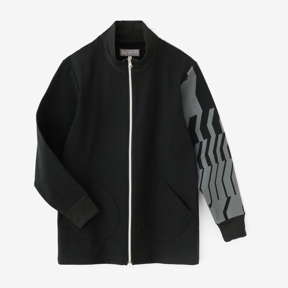 net限定】裏起毛ジャージー ZIP UP BIKEブルゾン／ブラック×だんだん