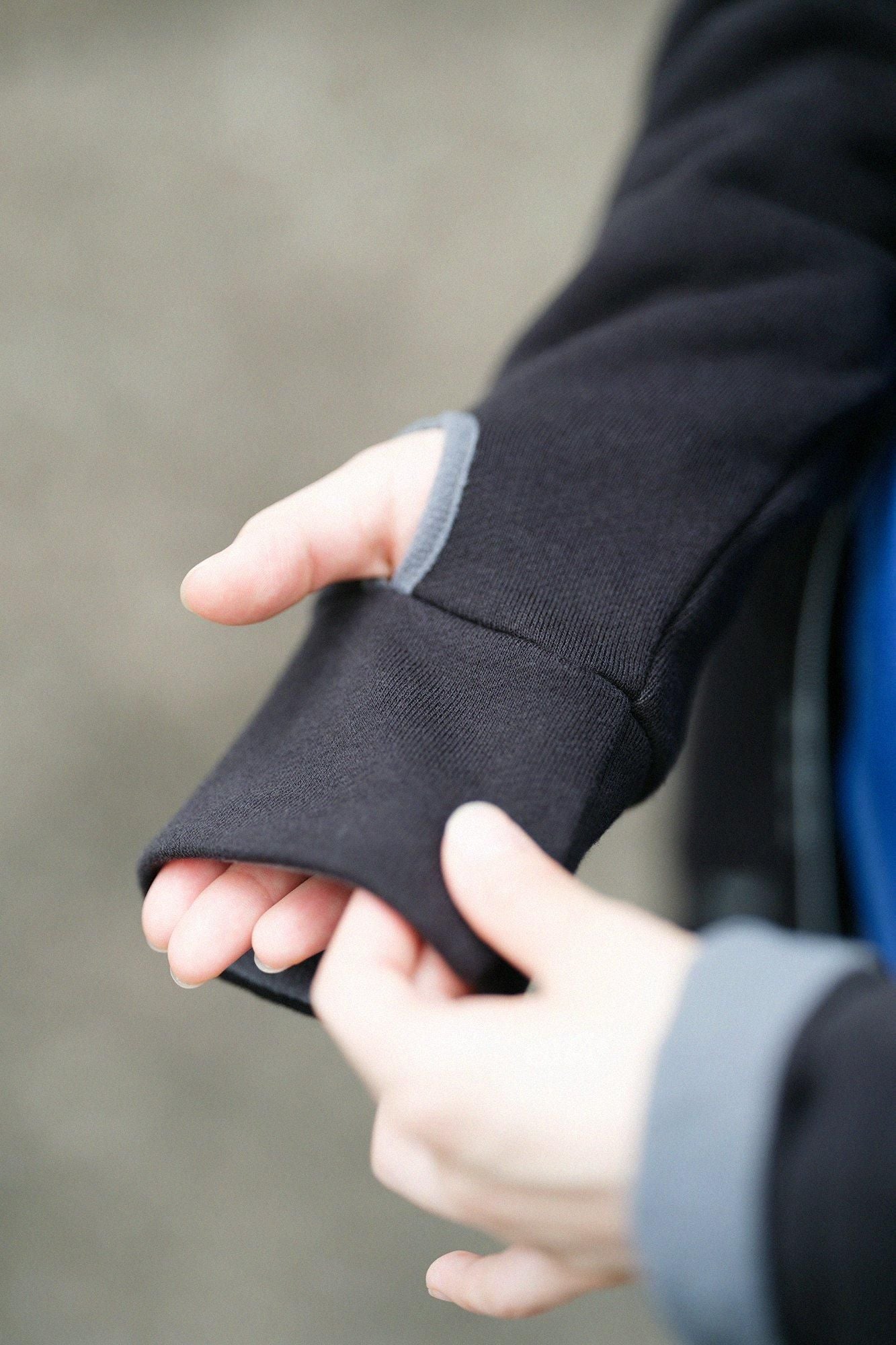 內抓毛BIKE 連帽外套/ SO-SU-U十數和留白黑色×深灰色