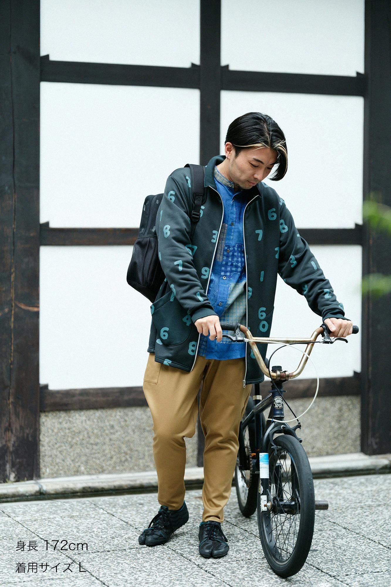 裏毛 ZIP UP BIKEブルゾン／SO-SU-U 深緑色（しんりょくしょく）△
