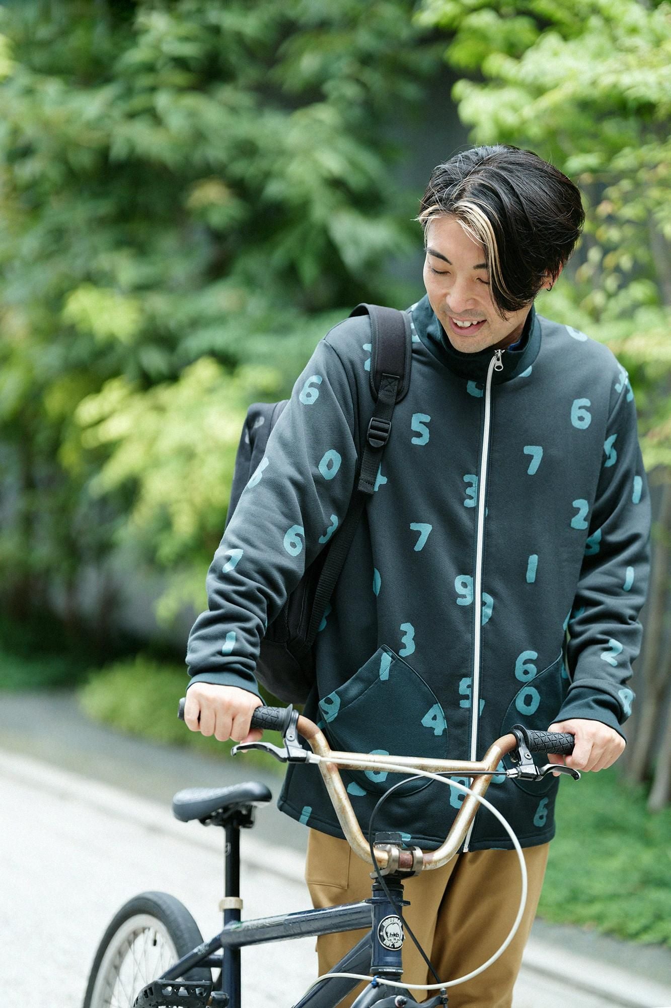 裏毛 ZIP UP BIKEブルゾン／SO-SU-U 深緑色（しんりょくしょく）△