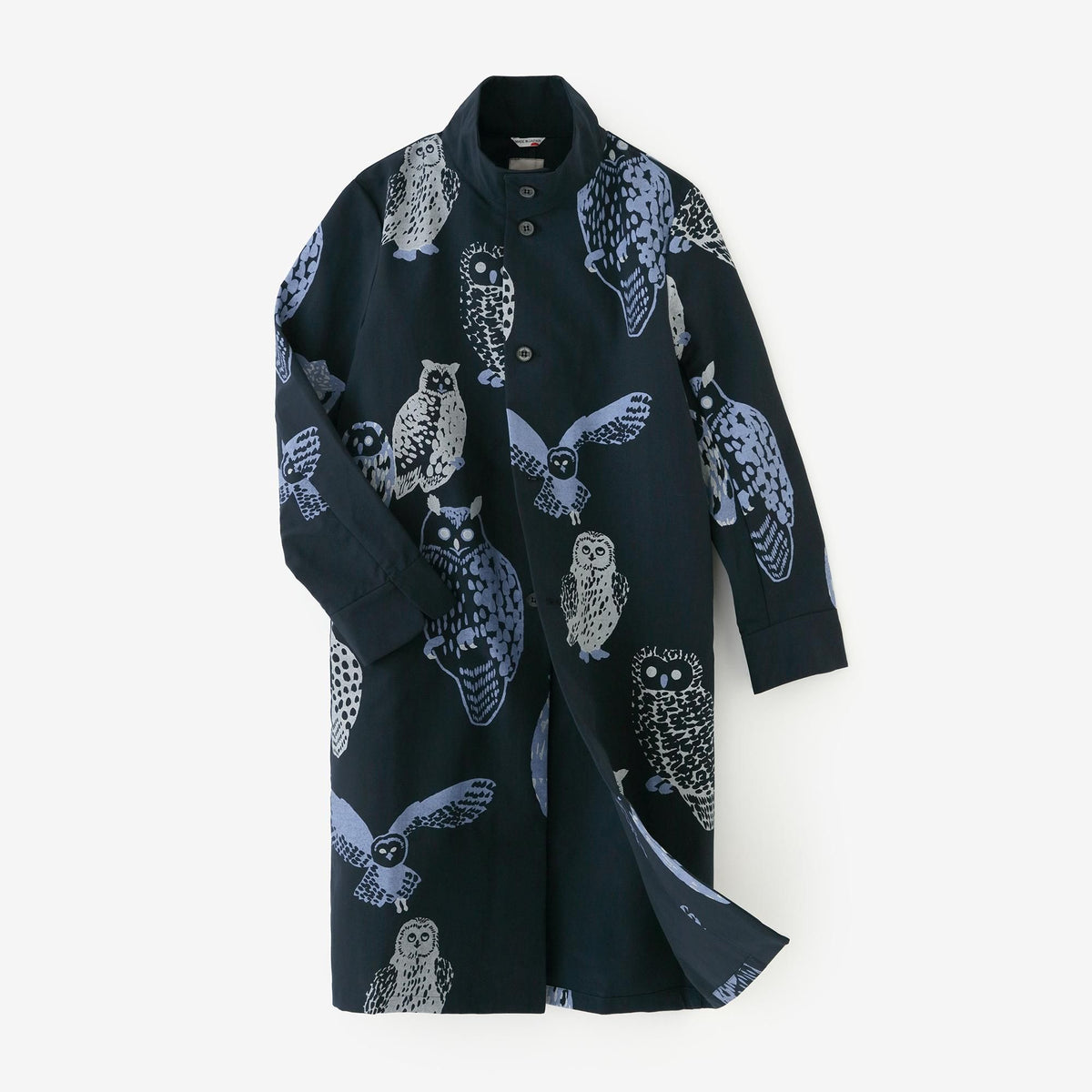 net限定】ウェザークロス スタンドカラー ロングコート／ふくろう 深紺