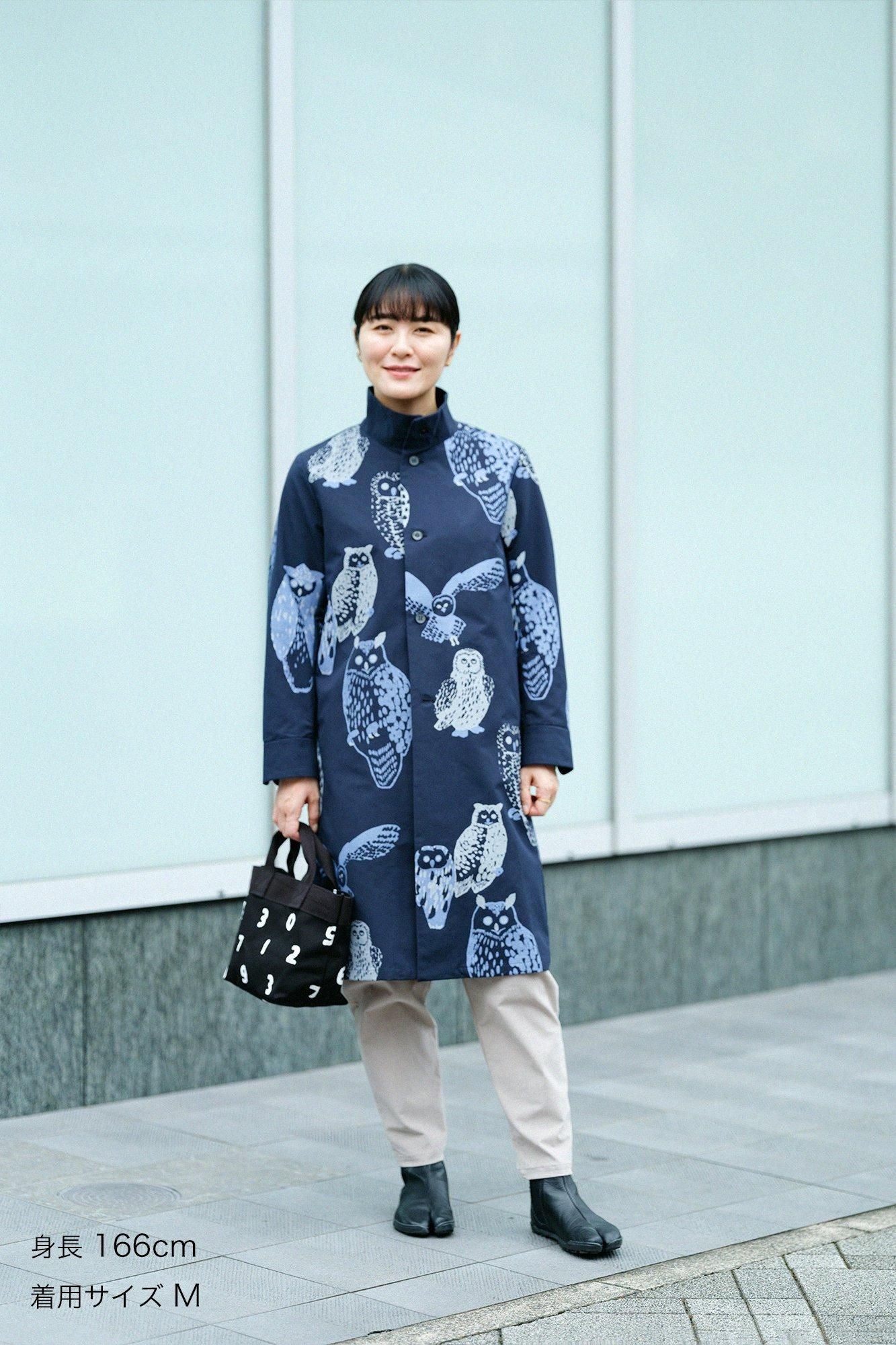 【online한정】웨더 클로스 스탠드칼라 롱코트／올빼미 짙은 남색