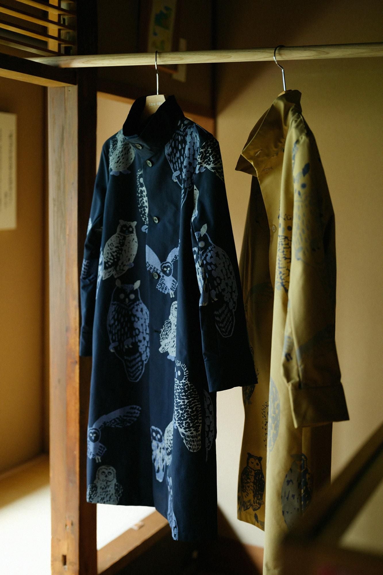 net限定】ウェザークロス スタンドカラー ロングコート／ふくろう 深紺