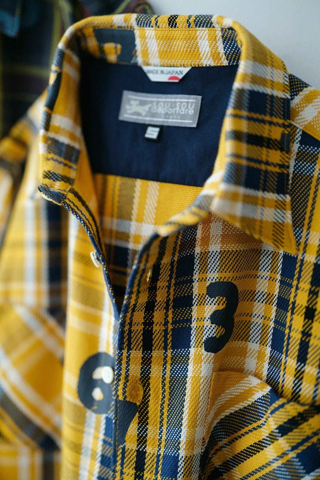 무거운 능직 체크 셔츠/SO-SU-U 노란색