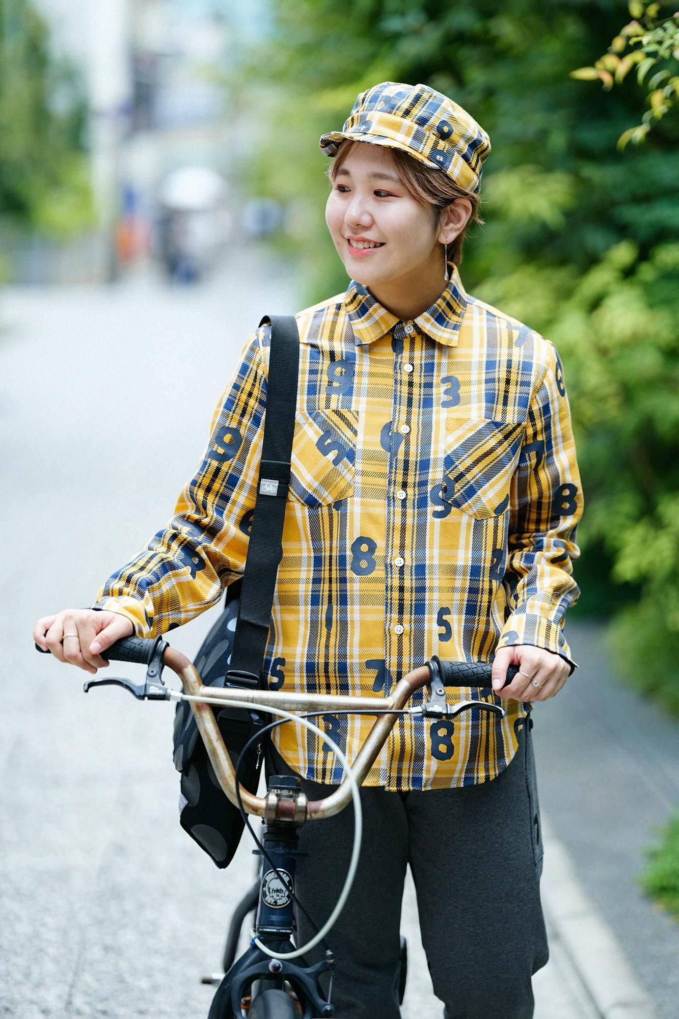 무거운 능직 체크 셔츠/SO-SU-U 노란색