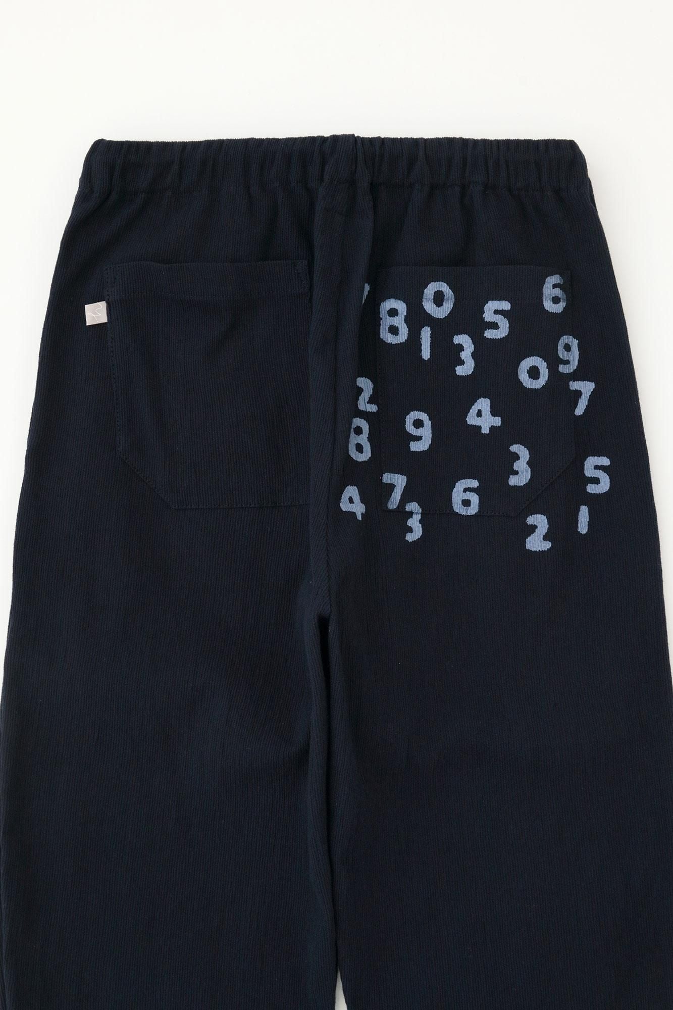 高島縮棉20/10 珠地型押加工休閒窄管長褲/藍黑色