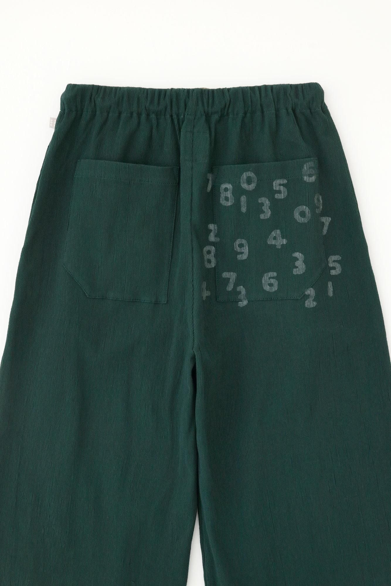 Chizimi Cotton 20/10 Pique Emboss Processed Wide Pants / Dark Green