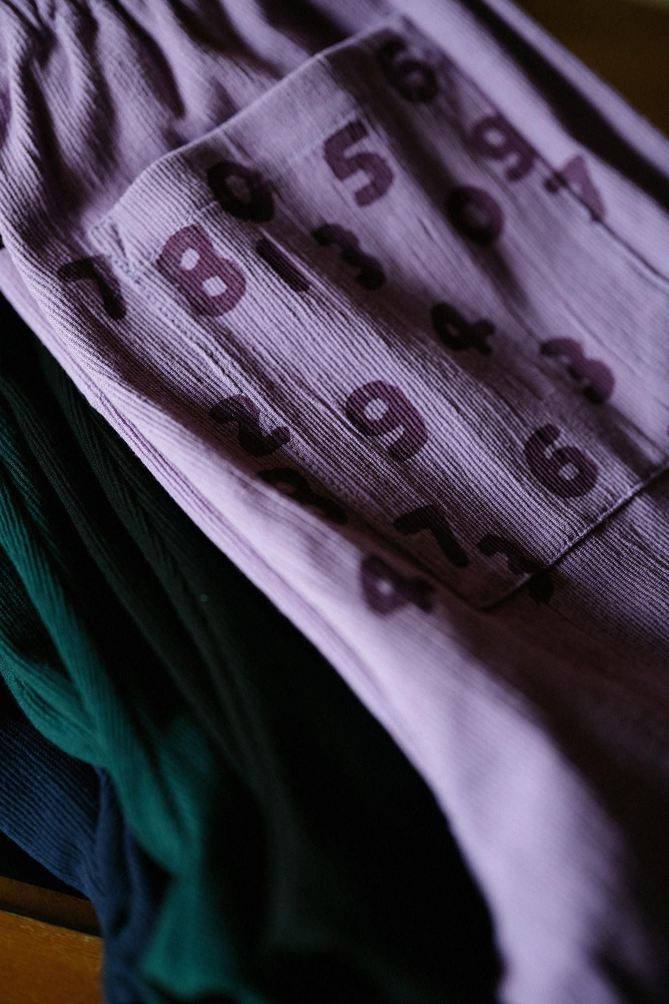 高島縮 20/10 ピケエンボス ワイドパンツ／藤鼠（ふじねず）