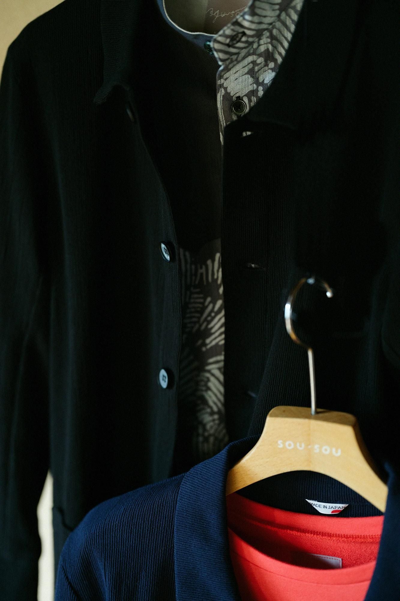 takashima chiku 20/10 Pique浮雕领夹克/木羽毛颜色（木材）