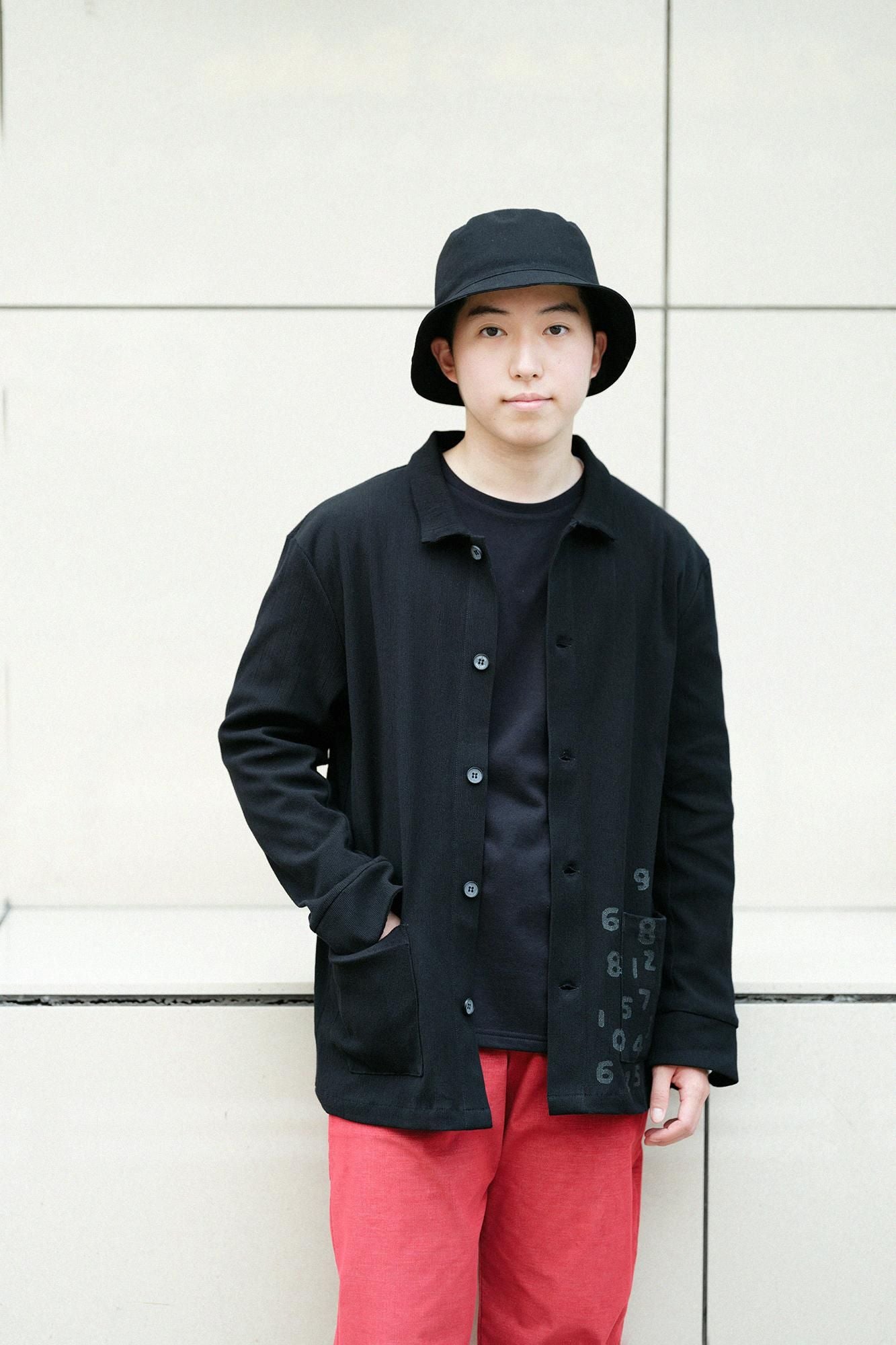 takashima chiku 20/10 Pique浮雕领夹克/木羽毛颜色（木材）